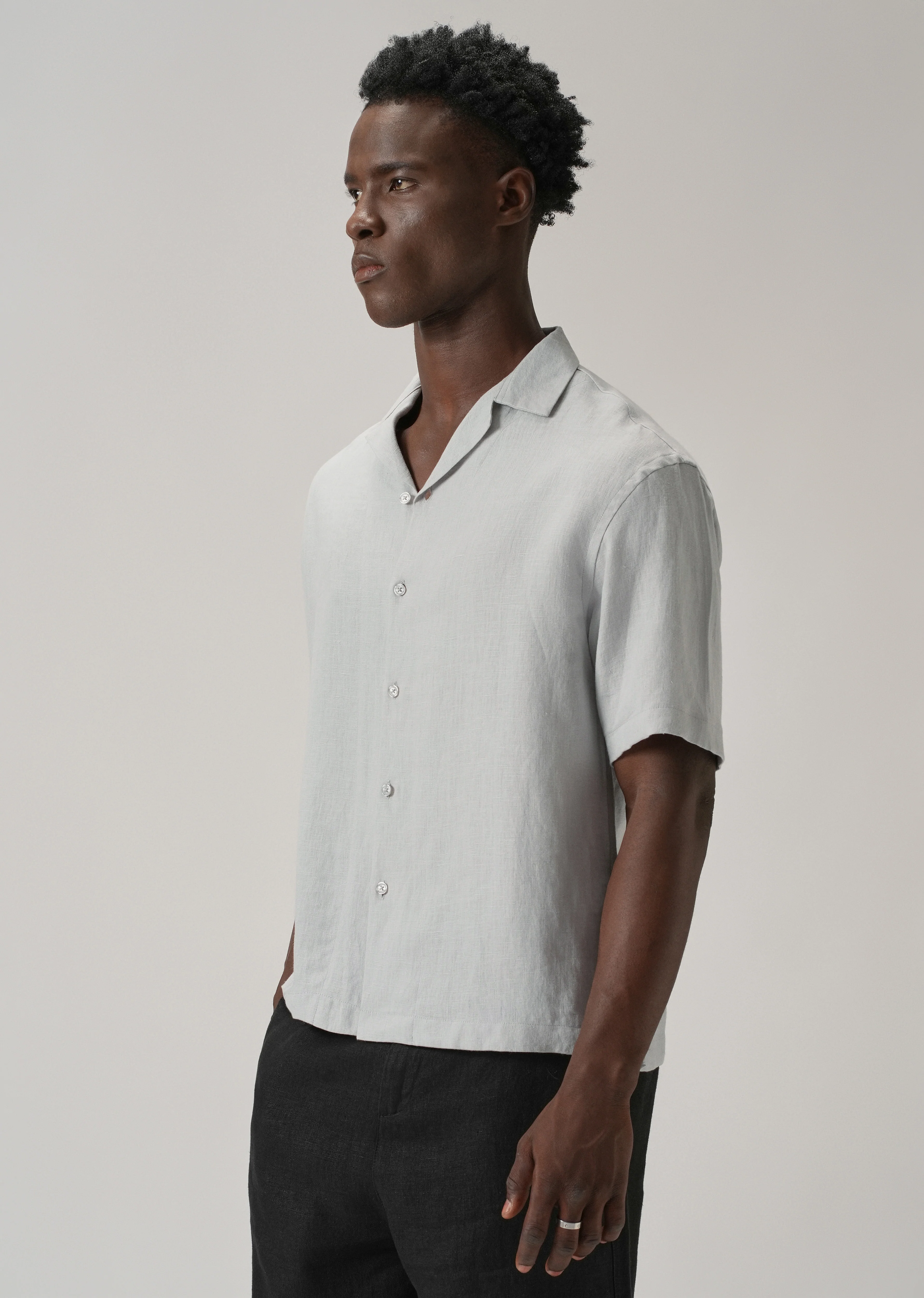 100% Pure Irish Grey Linen Shirt - Image 5