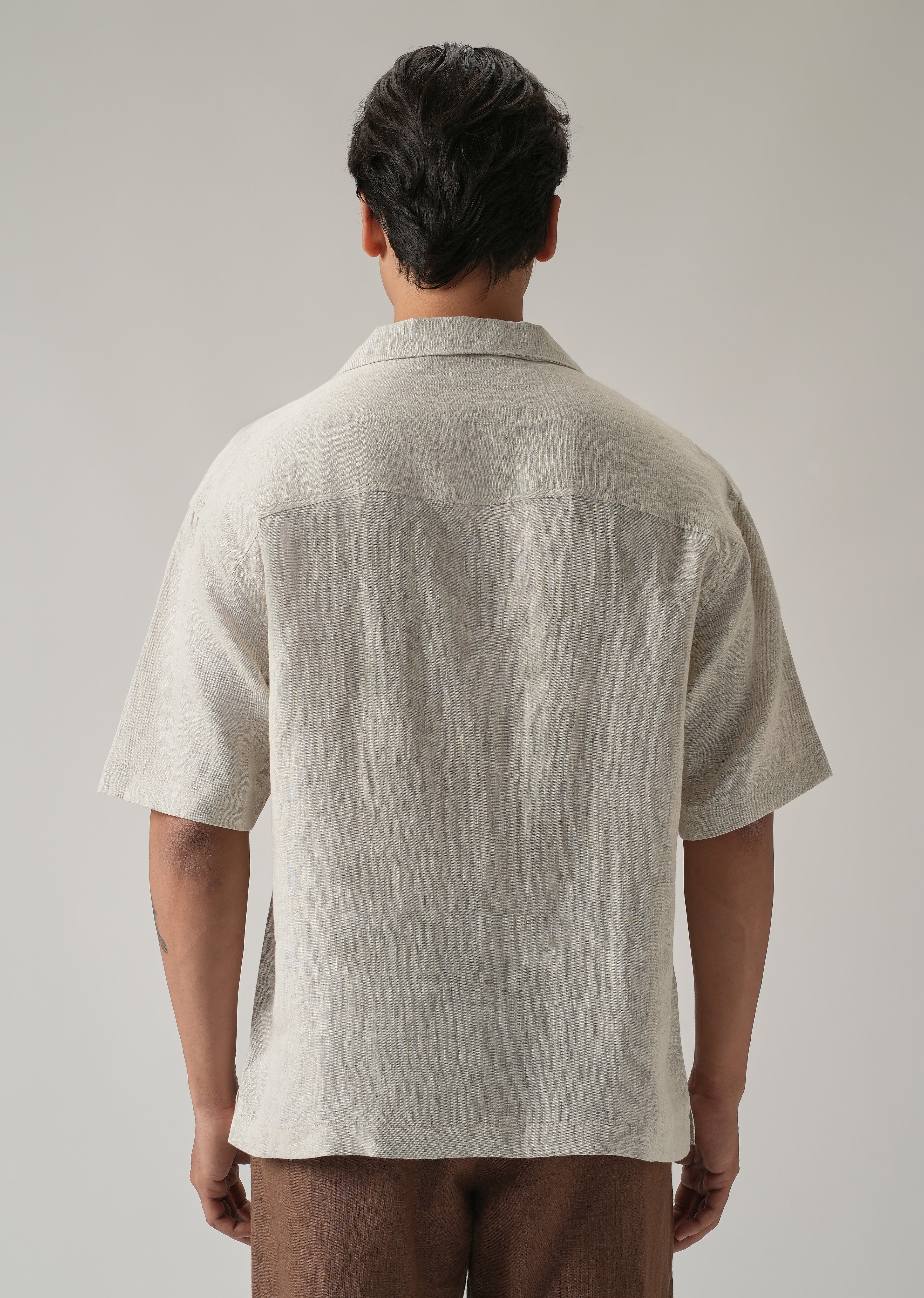 100% Pure Irish Light Beige Linen Shirt - Image 3