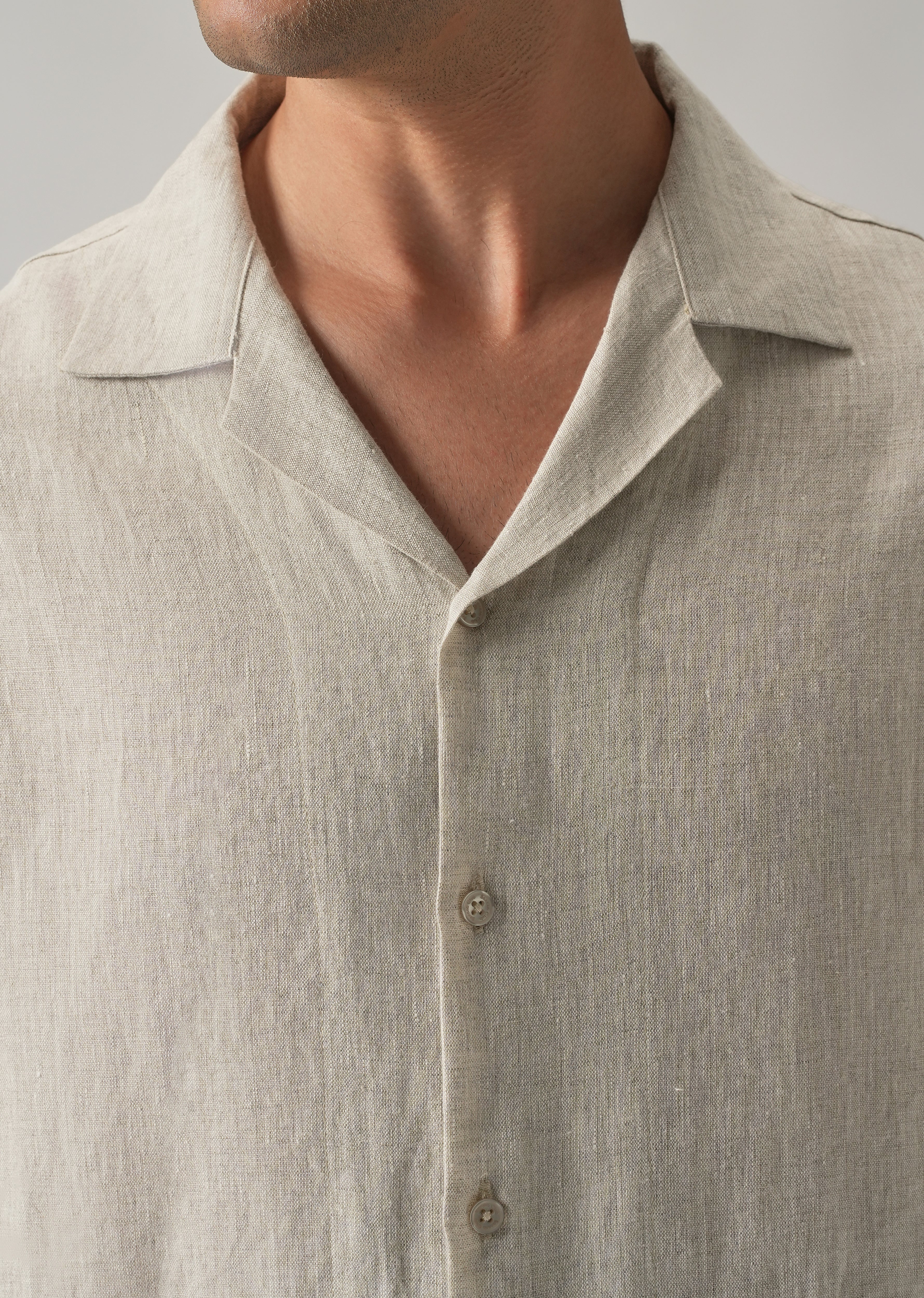 100% Pure Irish Light Beige Linen Shirt - Image 6