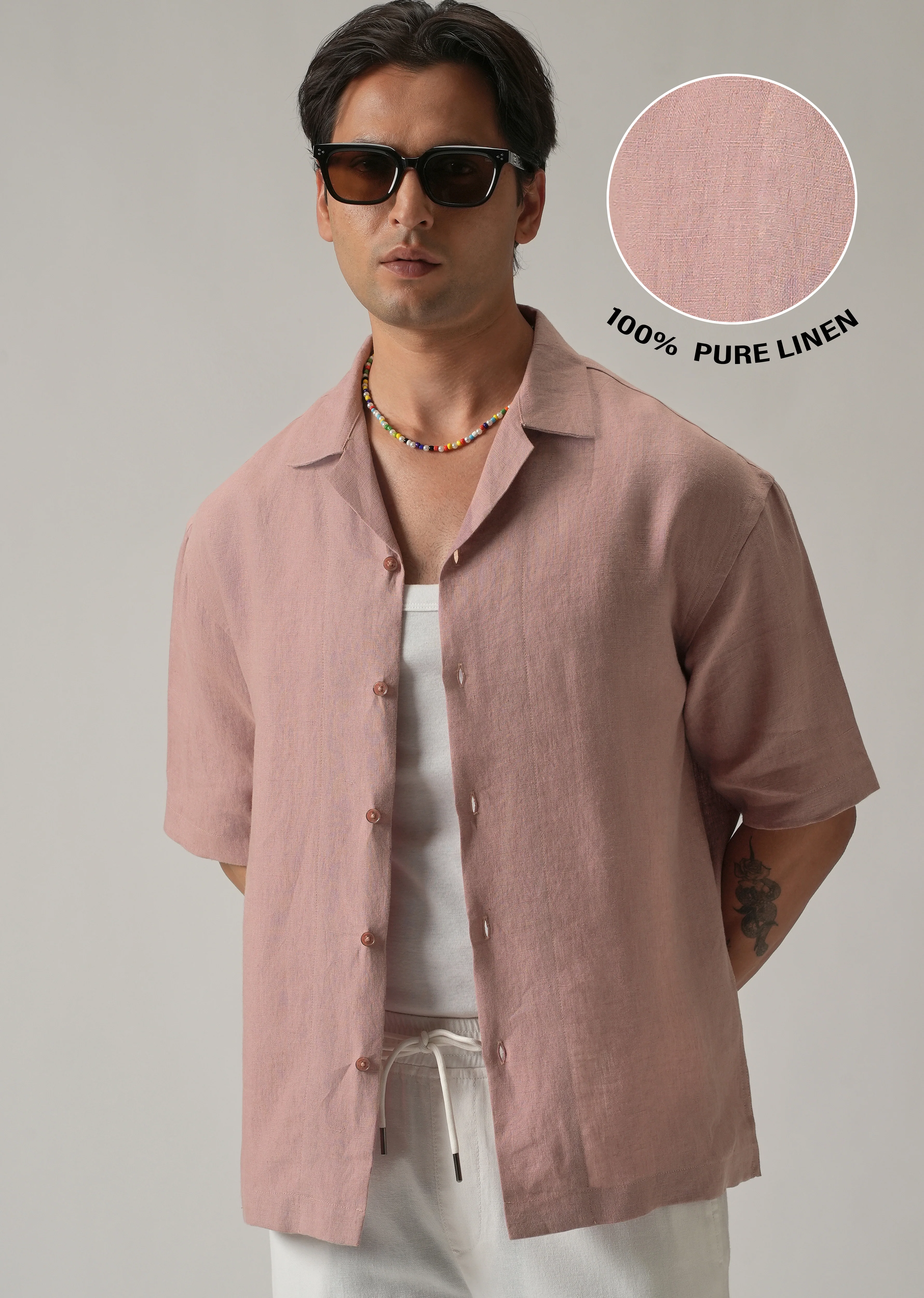 100% Pure Irish Pink Linen Shirt - Image 8