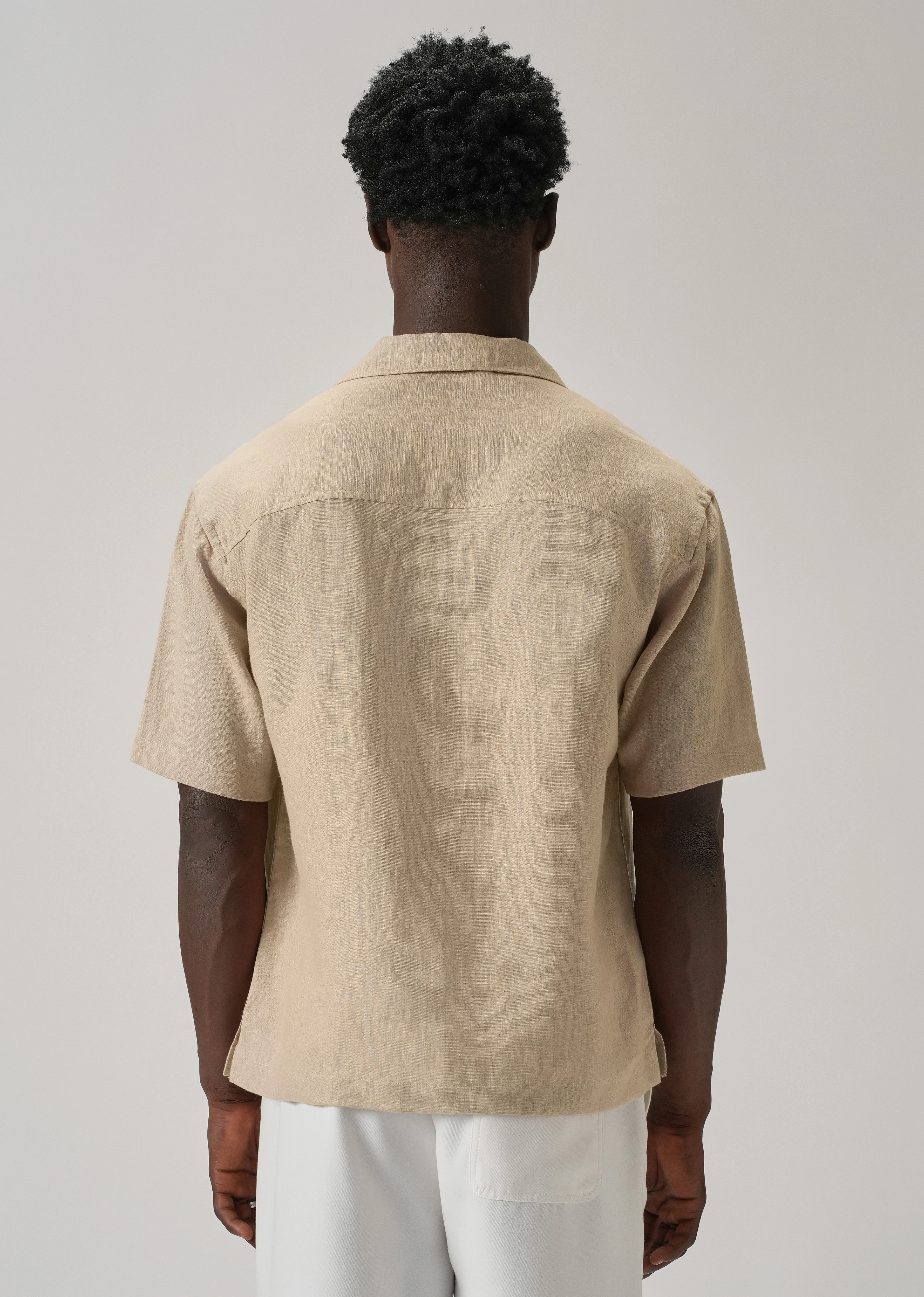 100% Pure Irish Tan Beige Linen Shirt - Image 3
