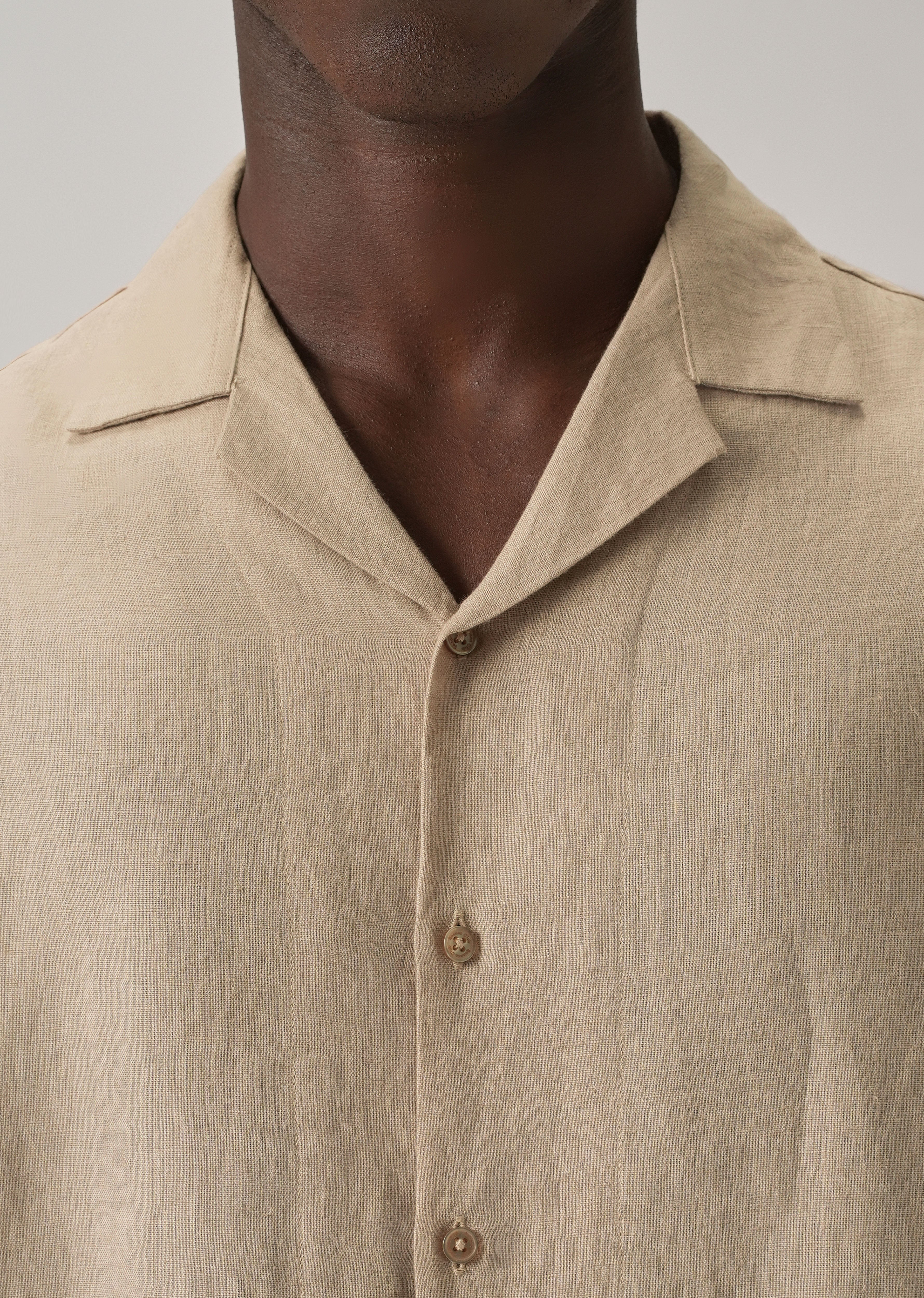 100% Pure Irish Tan Beige Linen Shirt - Image 6