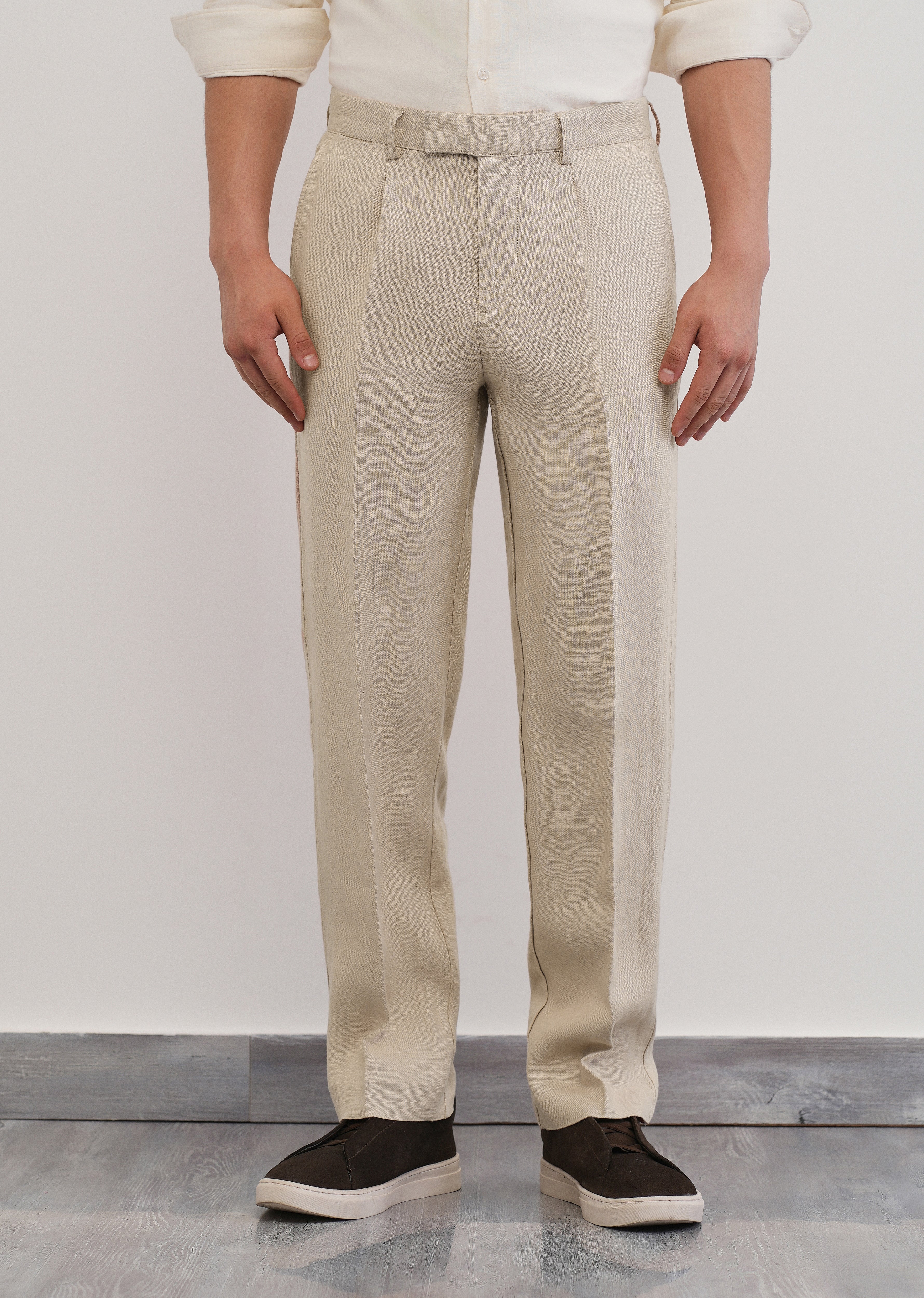 100% Pure Linen Beige Pant - Image 3