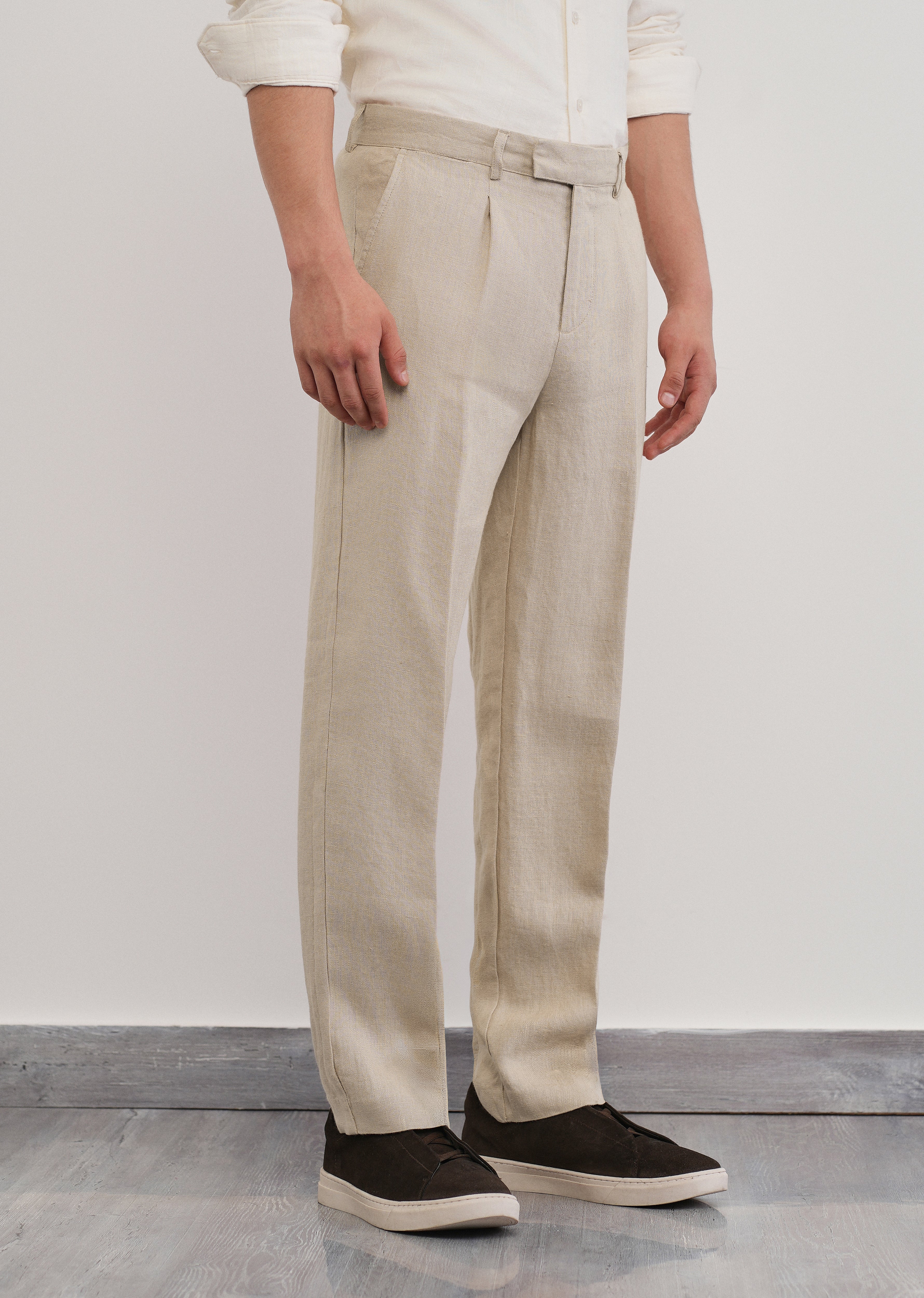 100% Pure Linen Beige Pant - Image 4