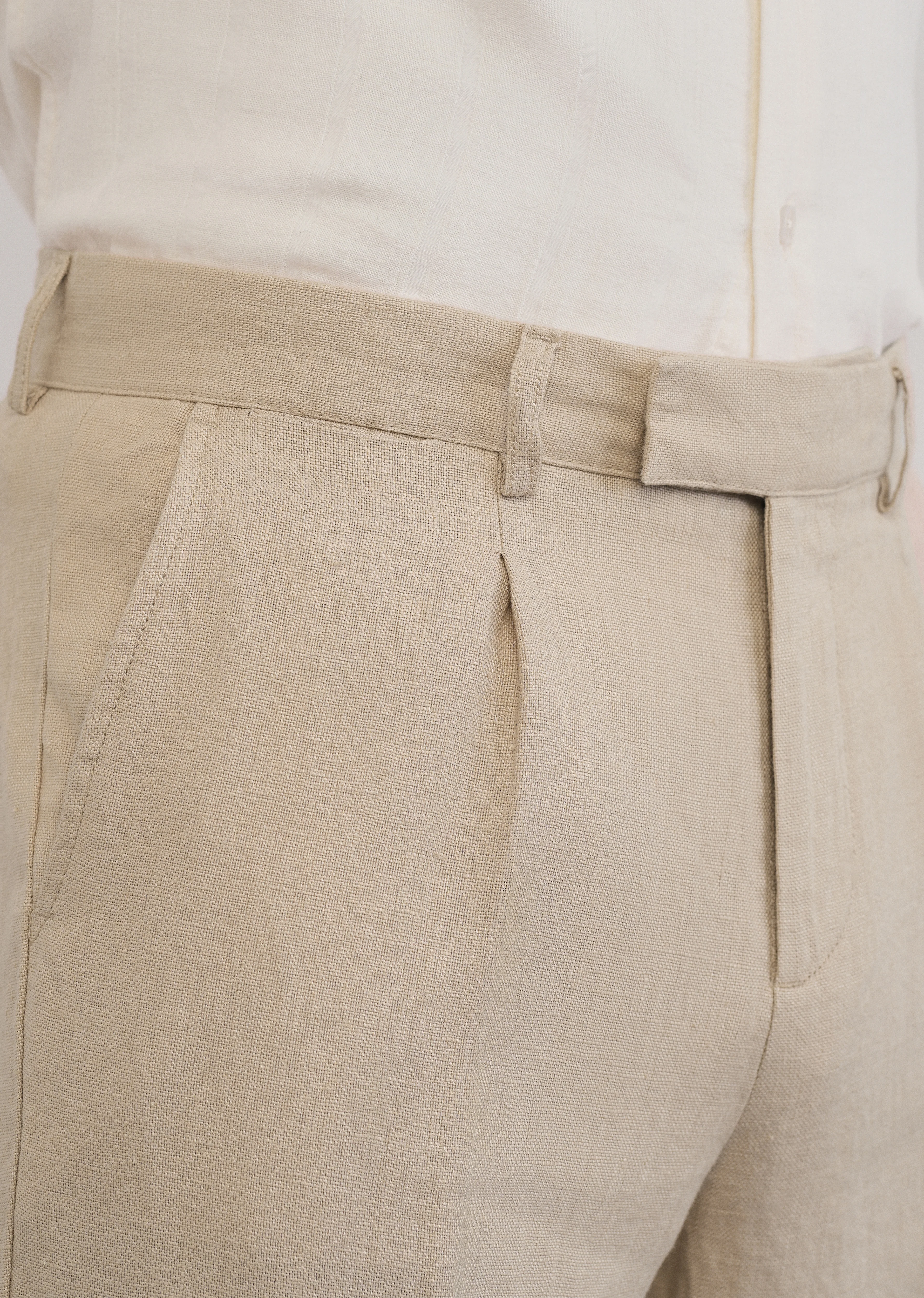 100% Pure Linen Beige Pant - Image 5