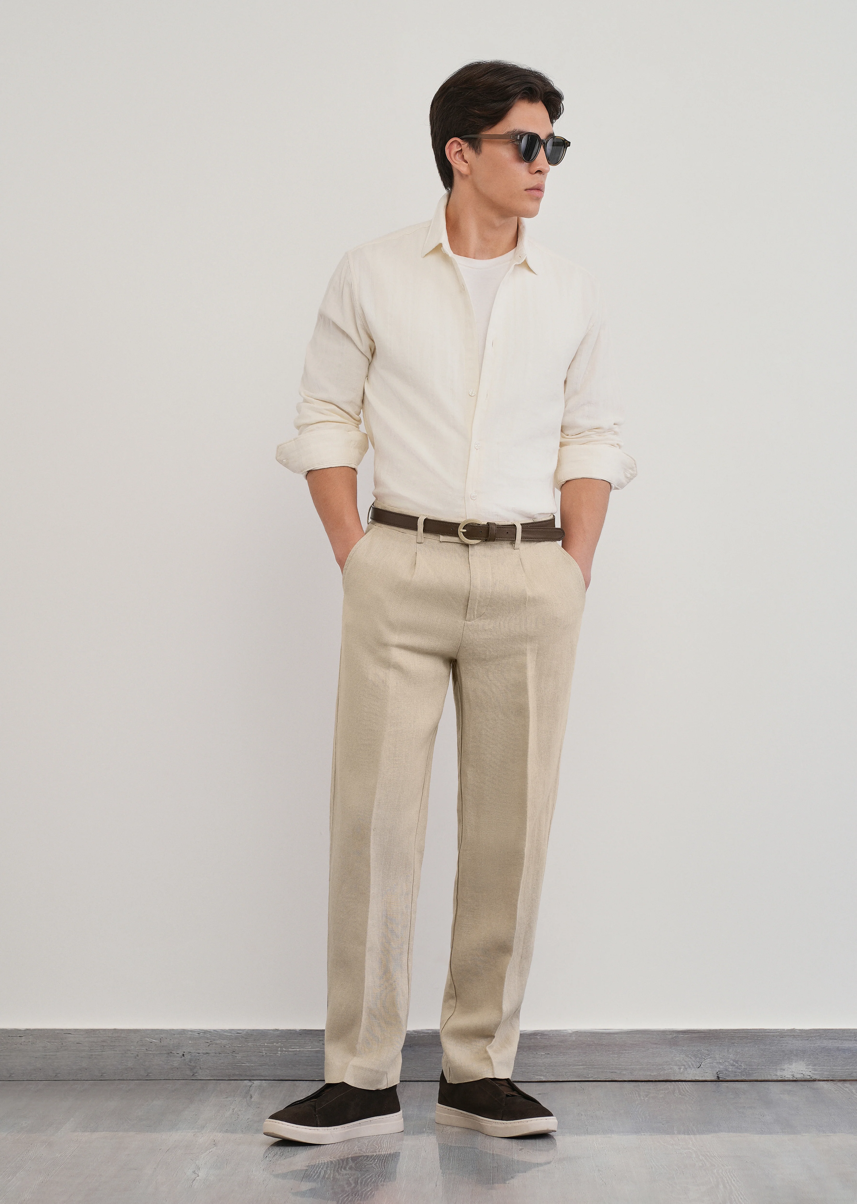100% Pure Linen Beige Pant - Image 7