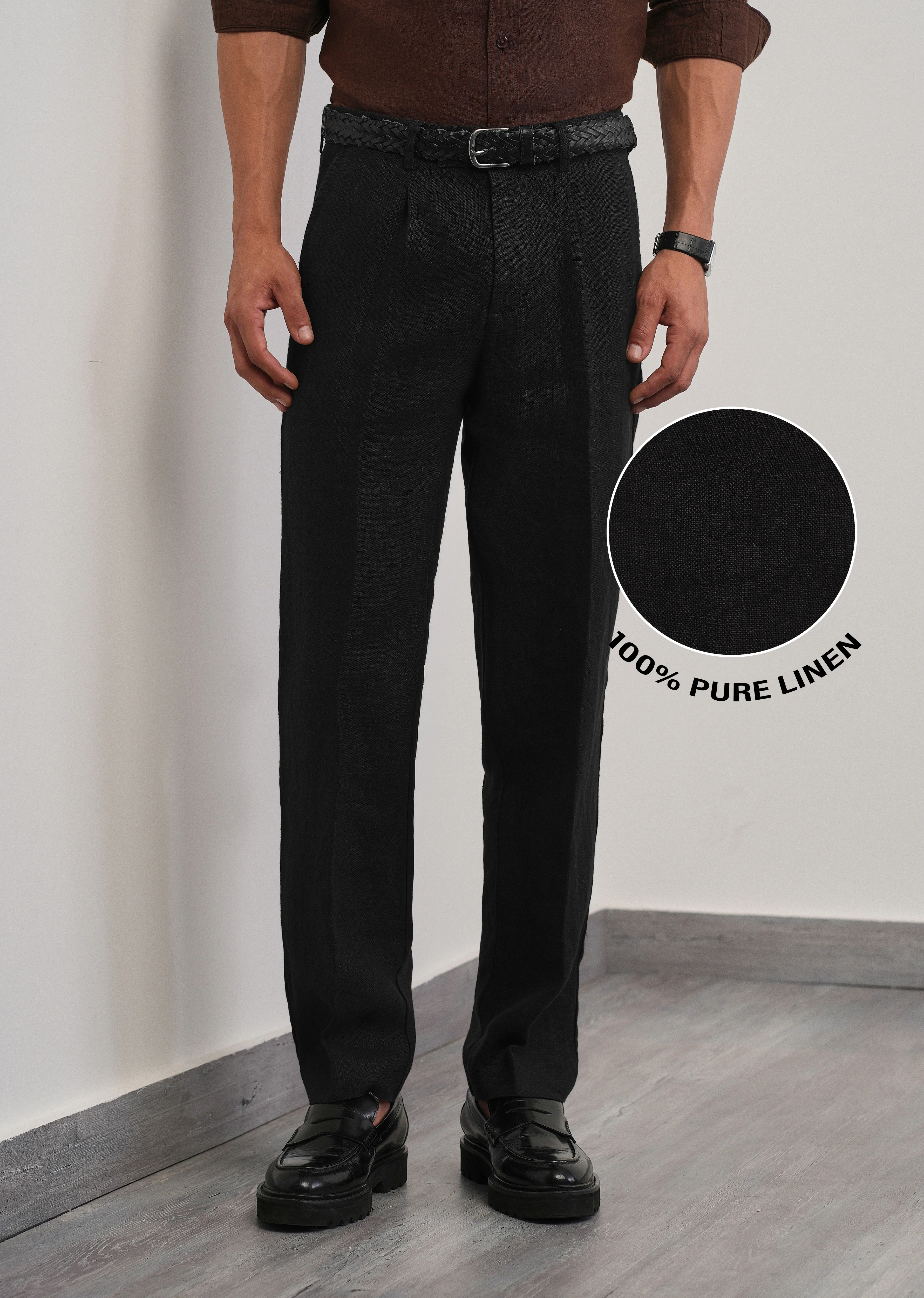 100% Pure Linen Black Pant - Image 8