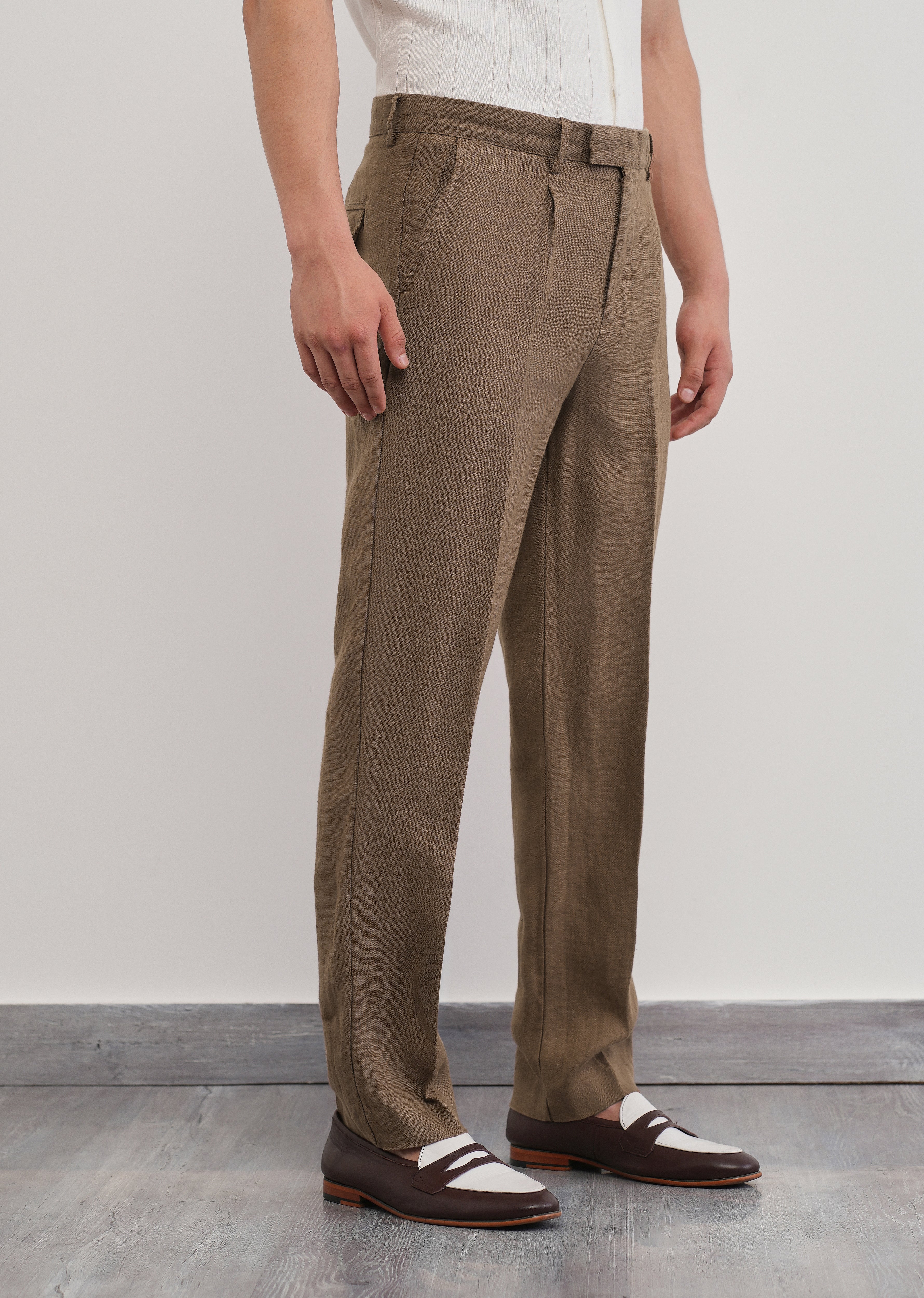 100% Pure Linen Brown Pant - Image 4