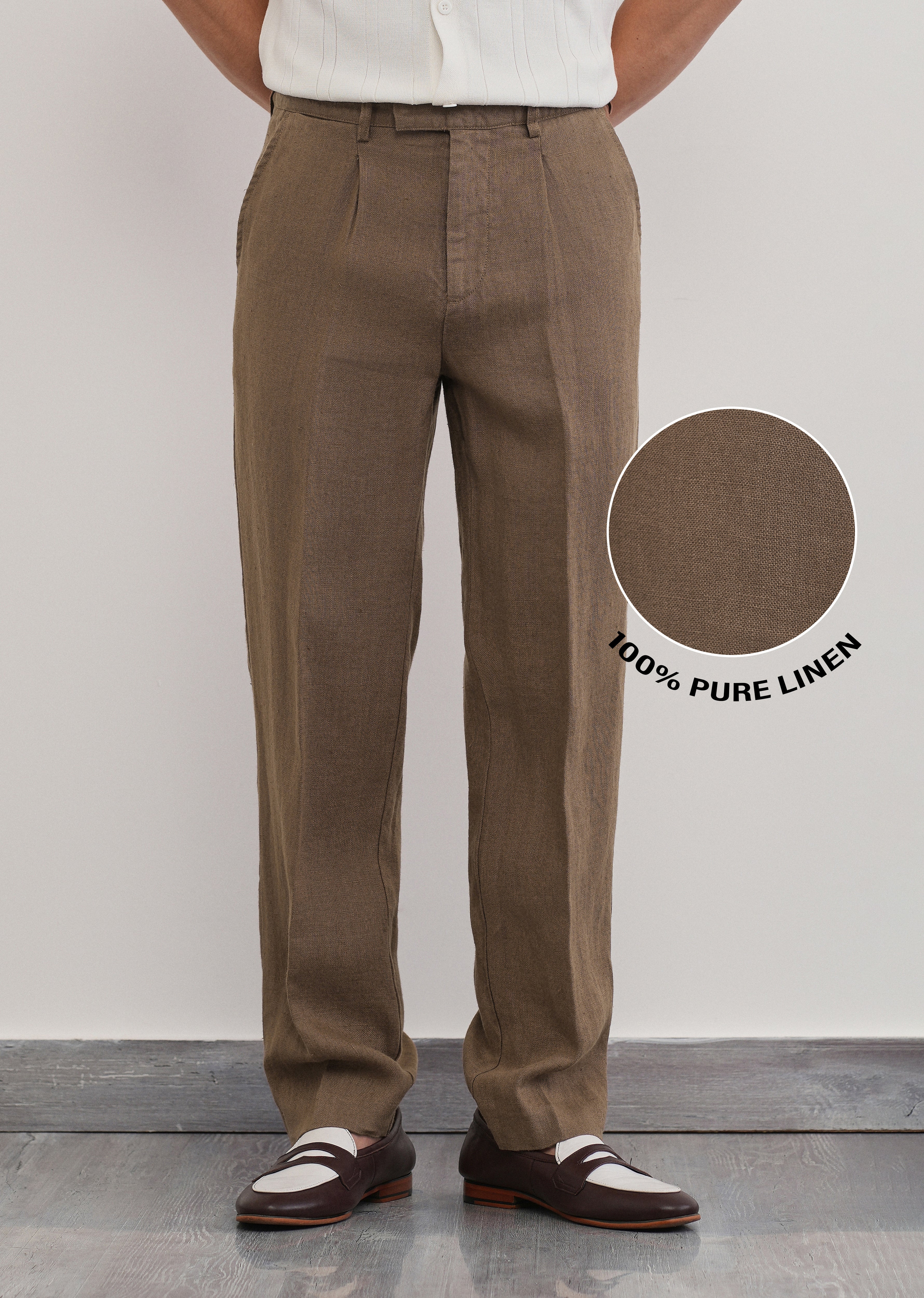 100% Pure Linen Brown Pant - Image 8