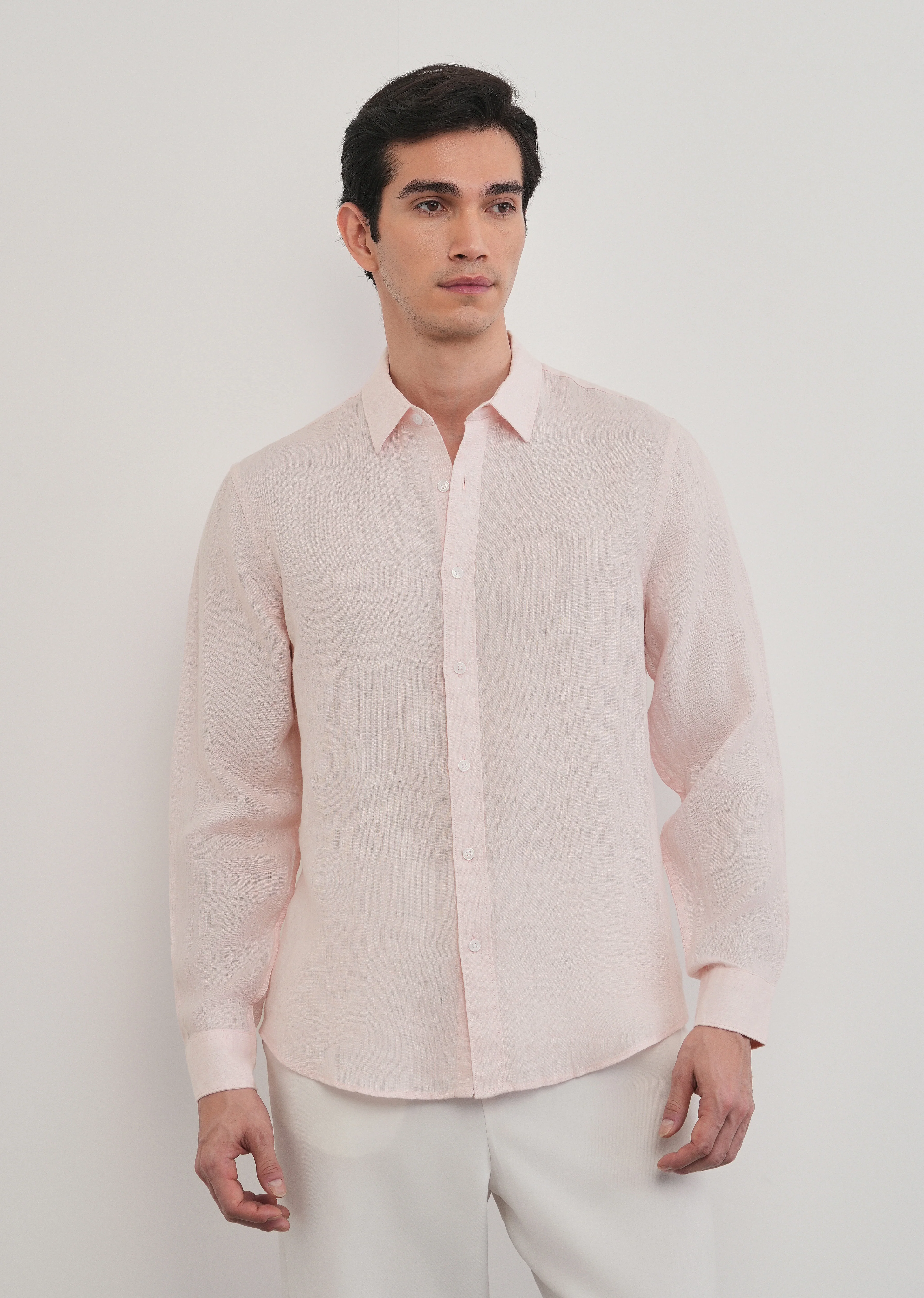100% Pure Linen Pastel Pink Shirt - Image 3