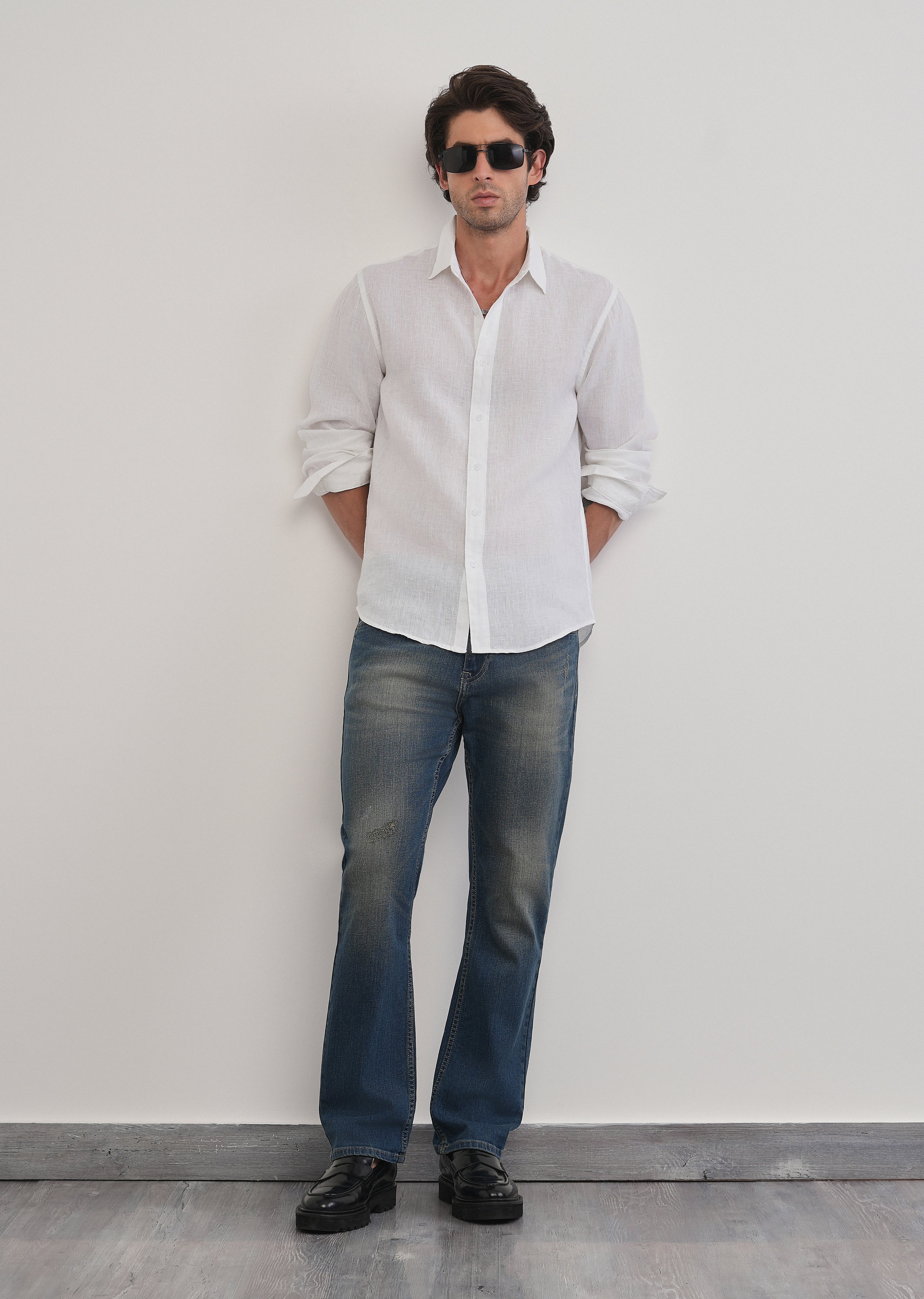 100% Pure Linen White Plain Shirt - Image 6