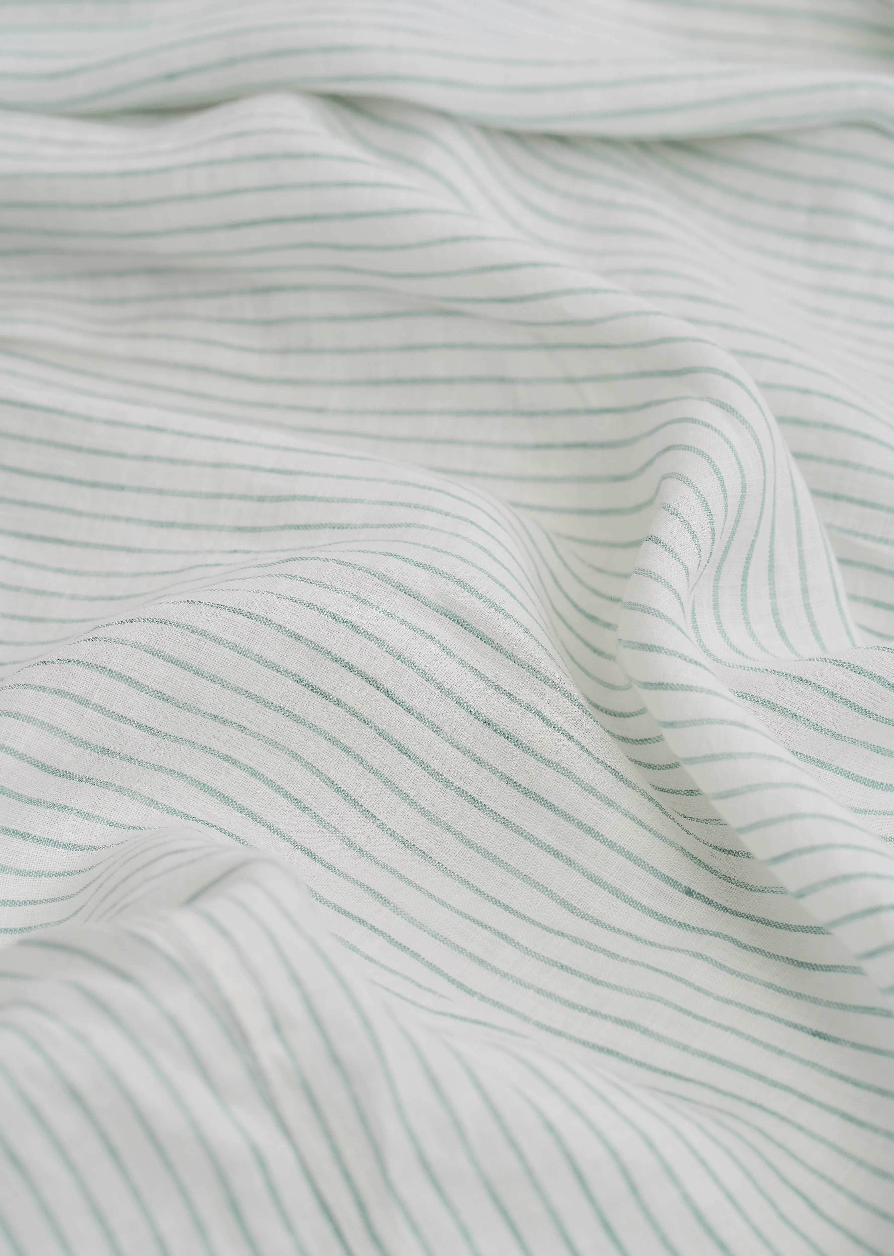 100% Linen Green Self-Stripe Shirt - Image 4