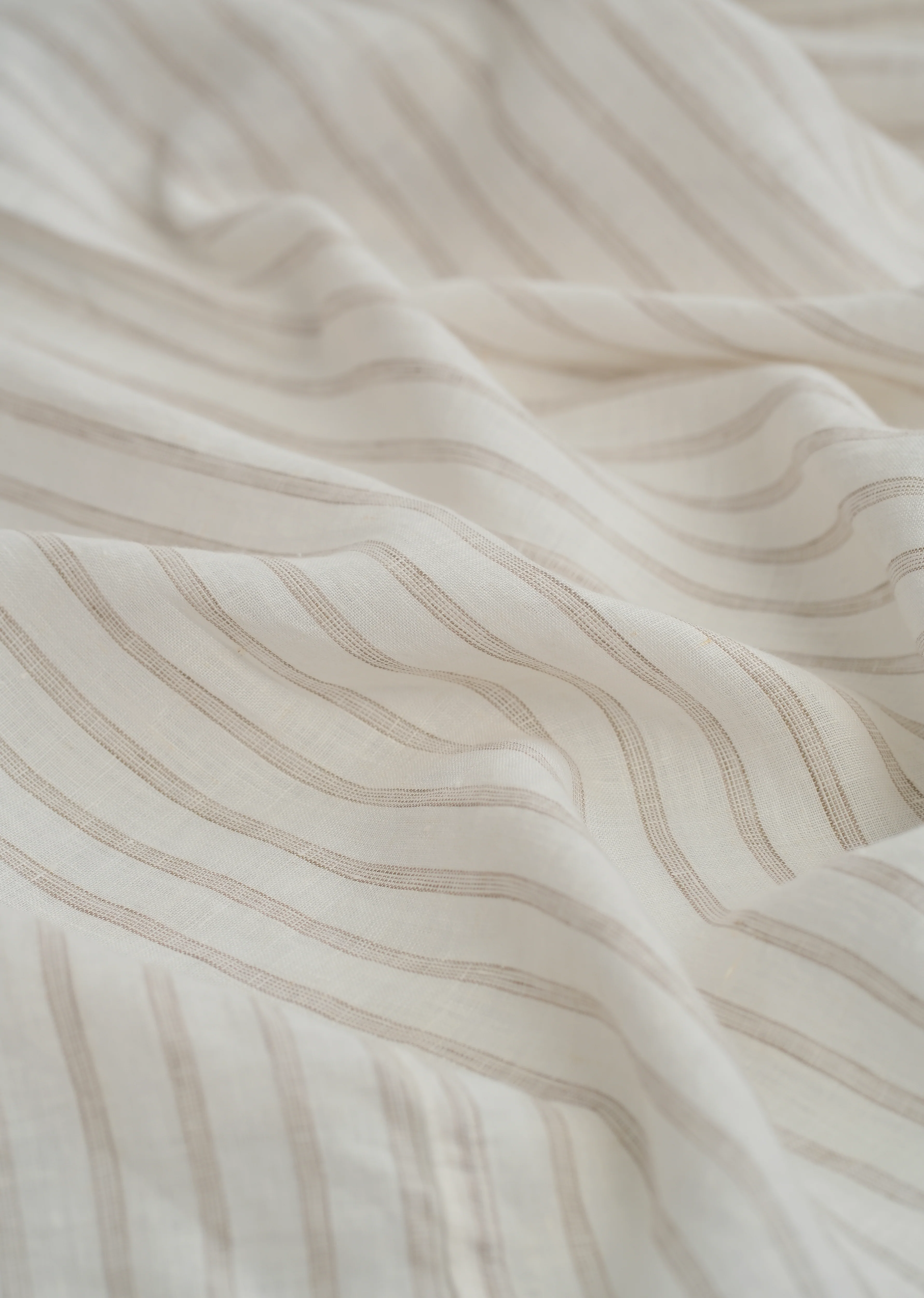 100% Linen Off-White Classic Stripe Shirt - Image 4