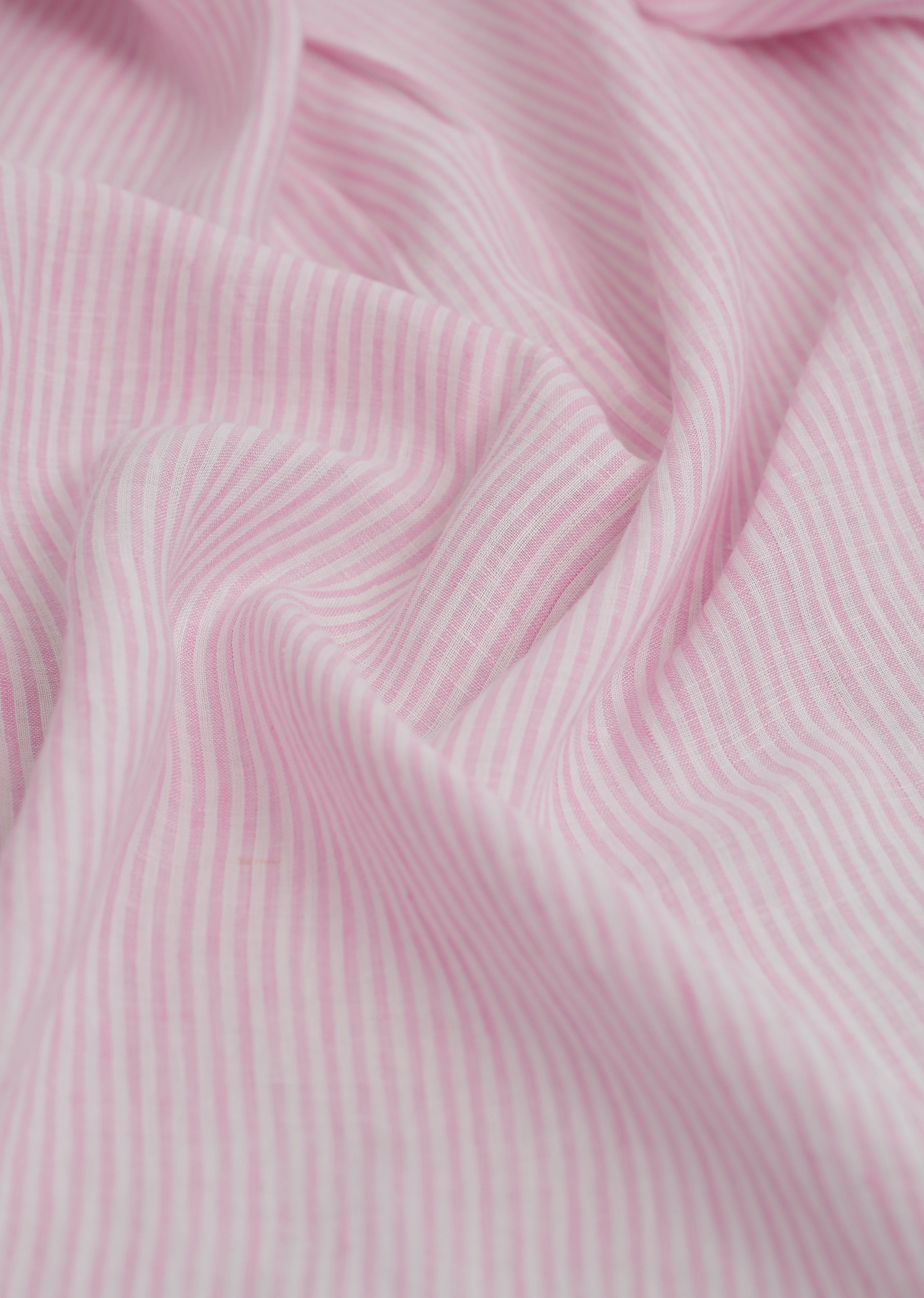 100% Linen Pink Self-Stripe Shirt - Image 6