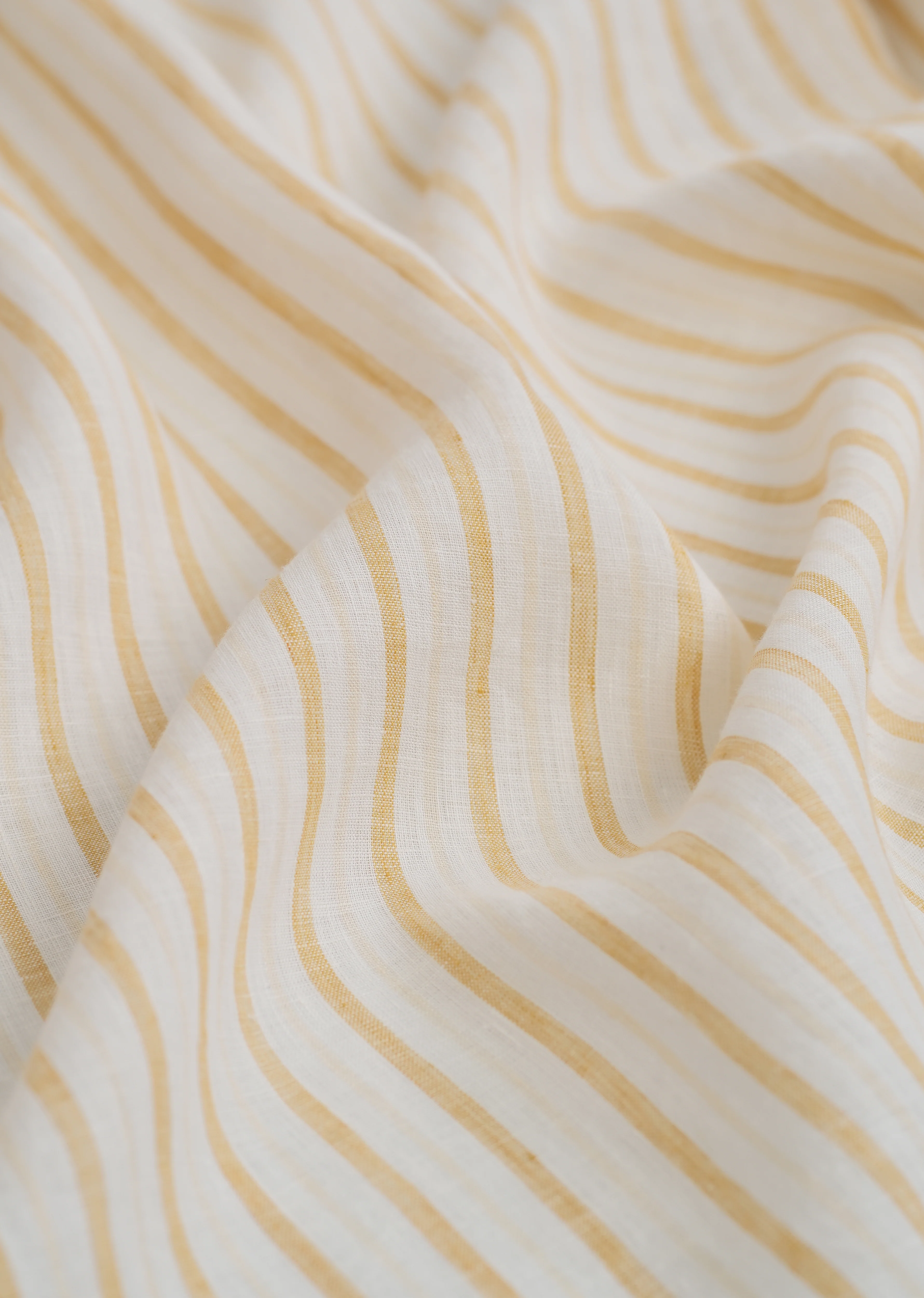 100% Linen Yellow Self-Stripe Shirt - Image 4