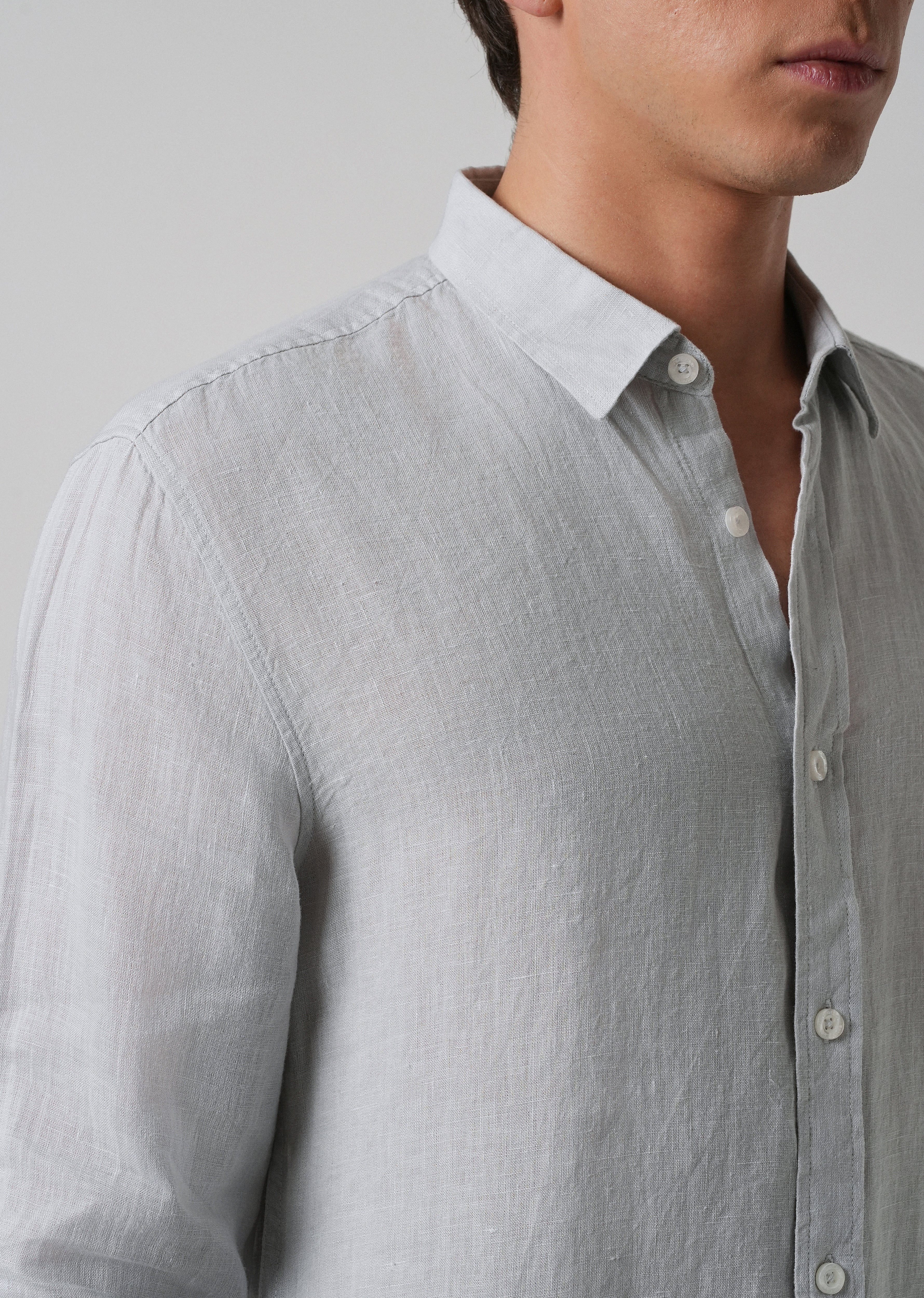 100% Pure Ash Grey Linen Shirt - Image 5
