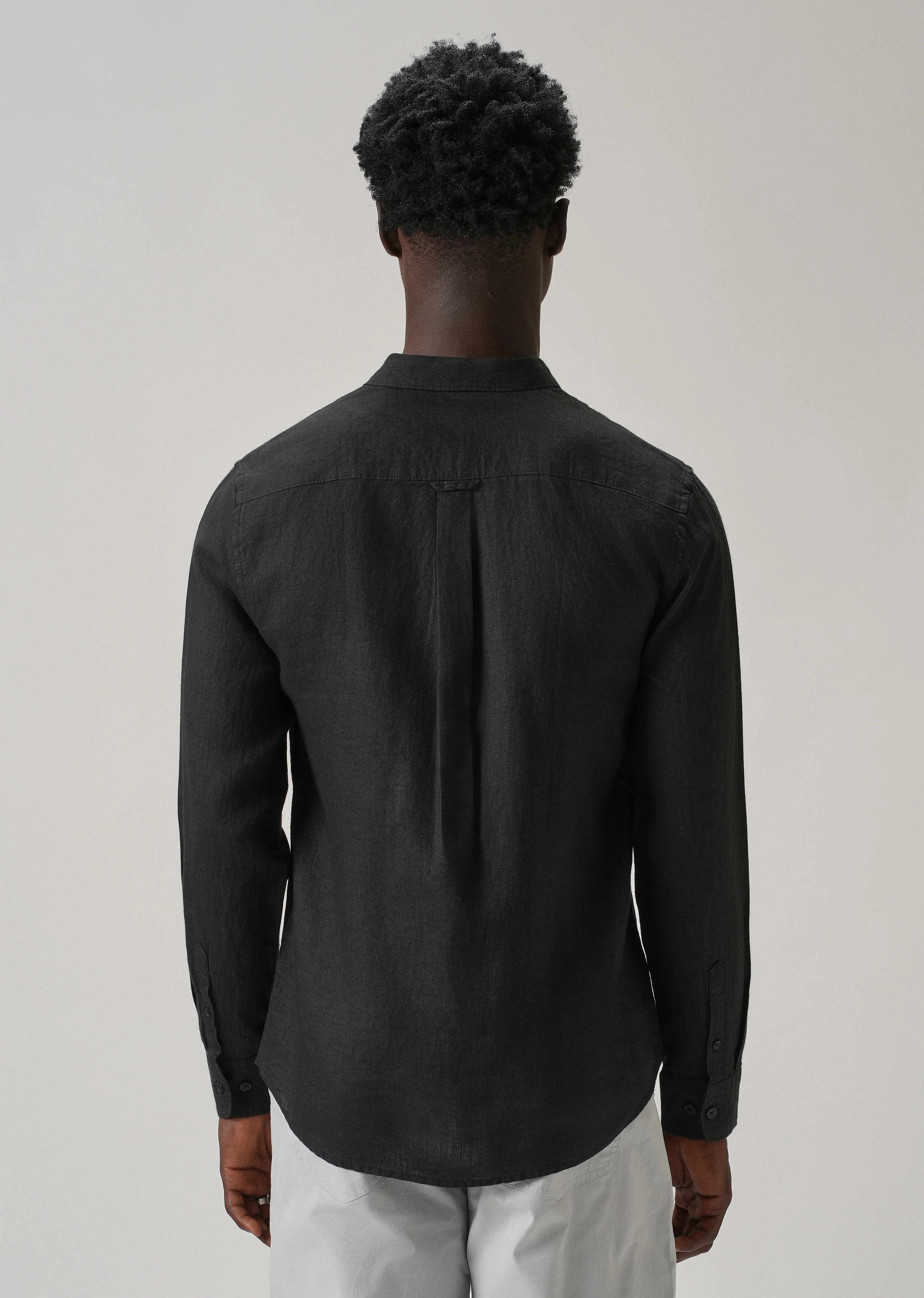 100% Pure Black Linen Shirt - Image 2