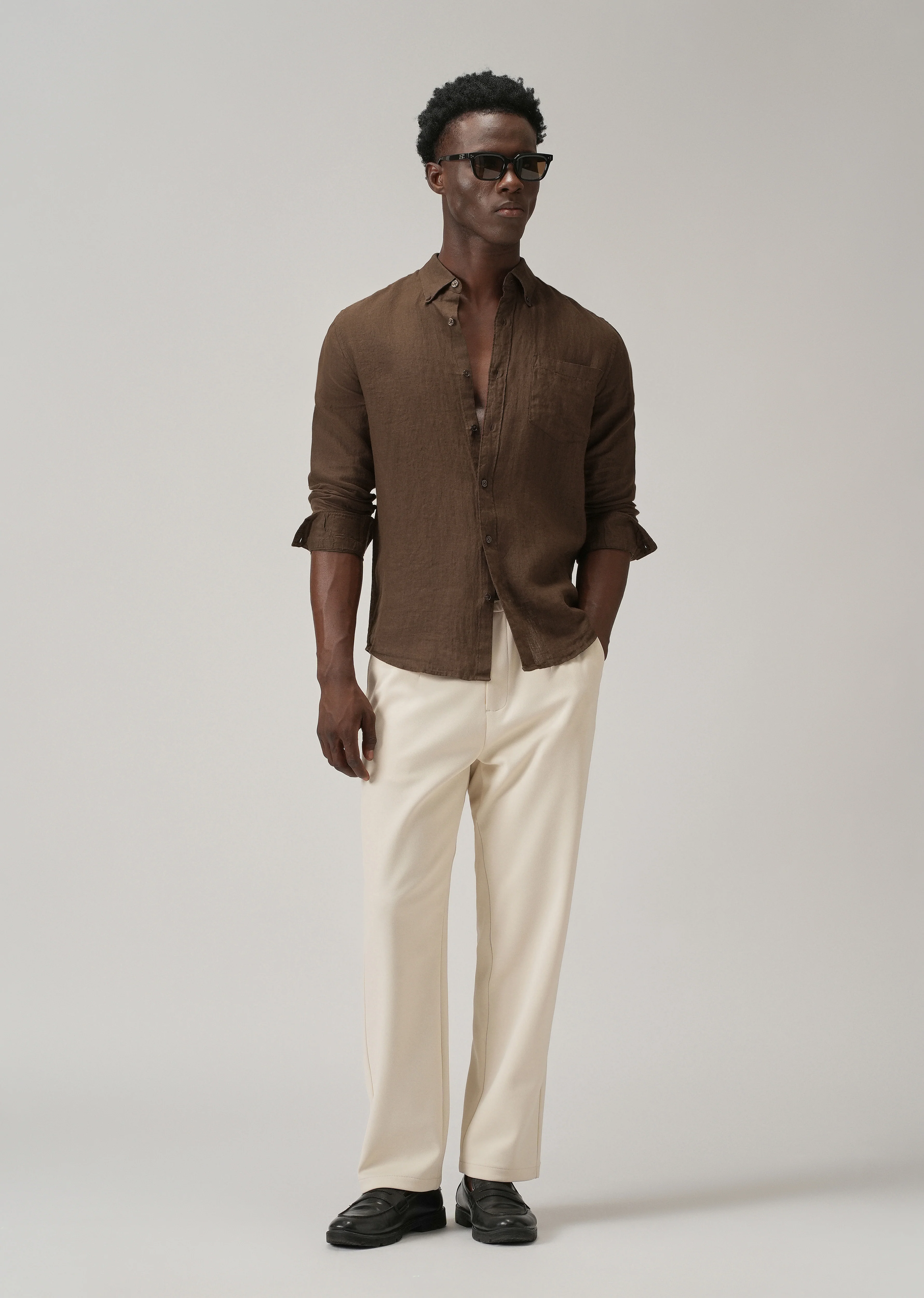 100% Pure Brown Linen Shirt - Image 7