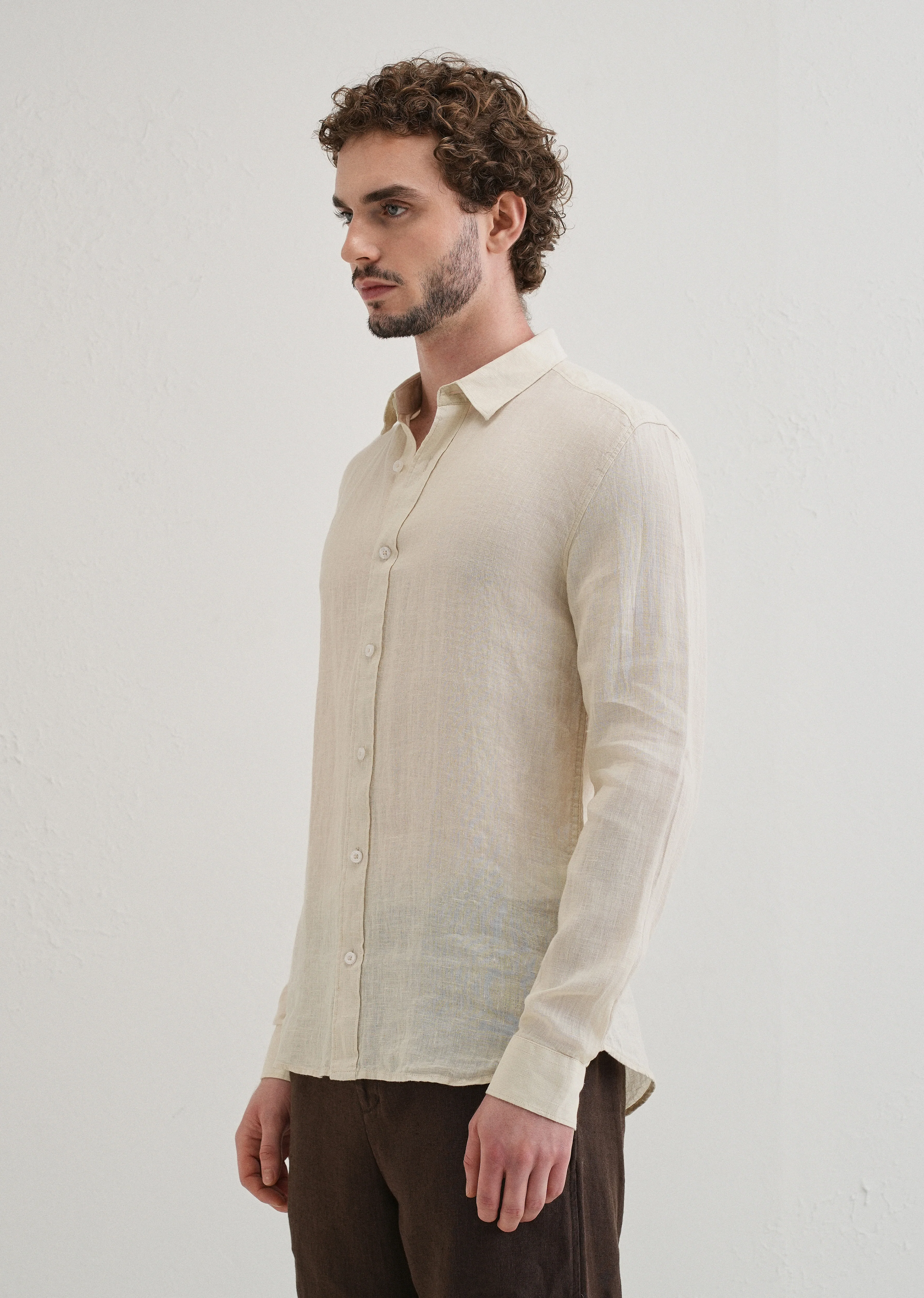 100% Pure Classic Cream Linen Shirt - Image 4