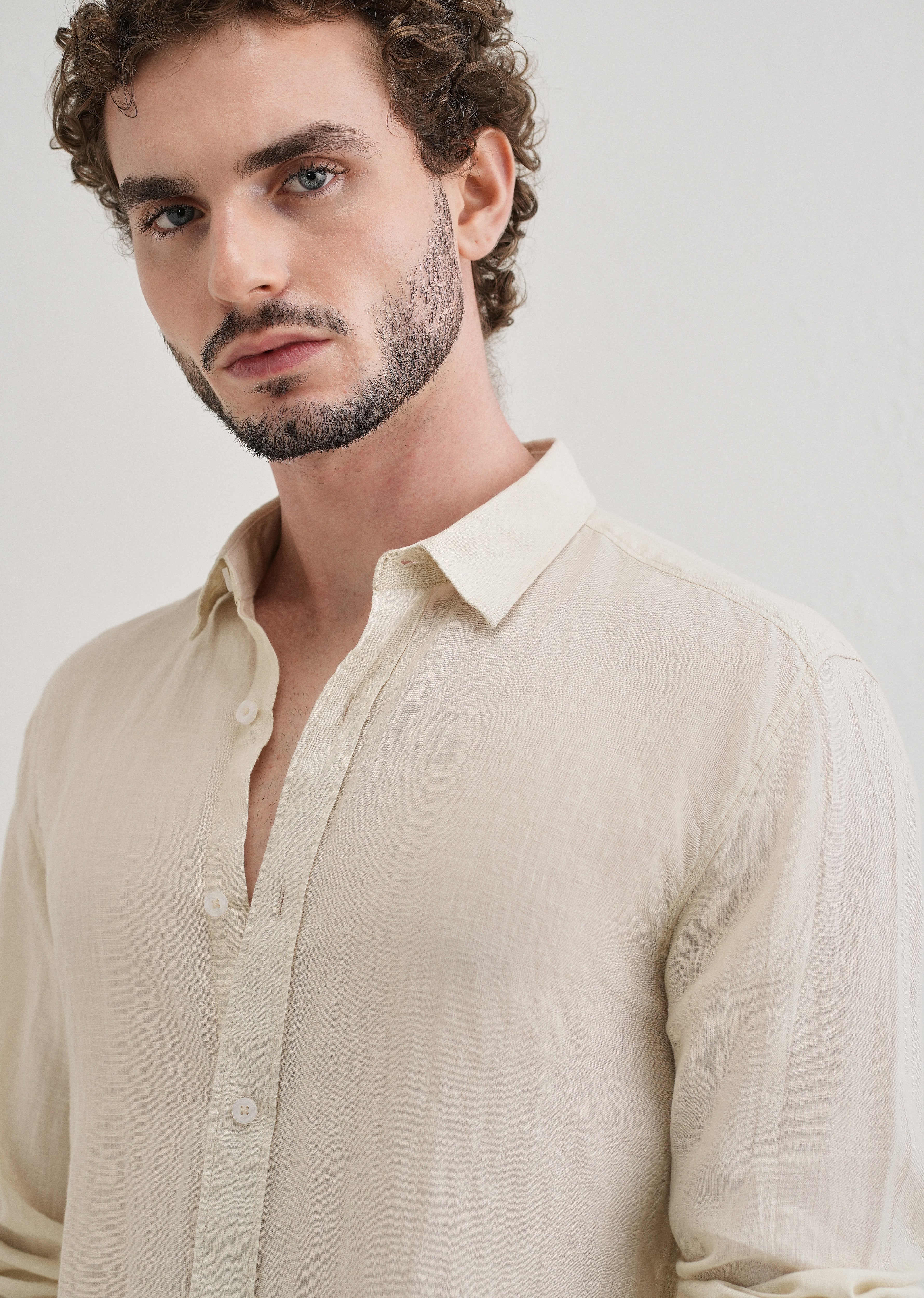 100% Pure Classic Cream Linen Shirt - Image 5