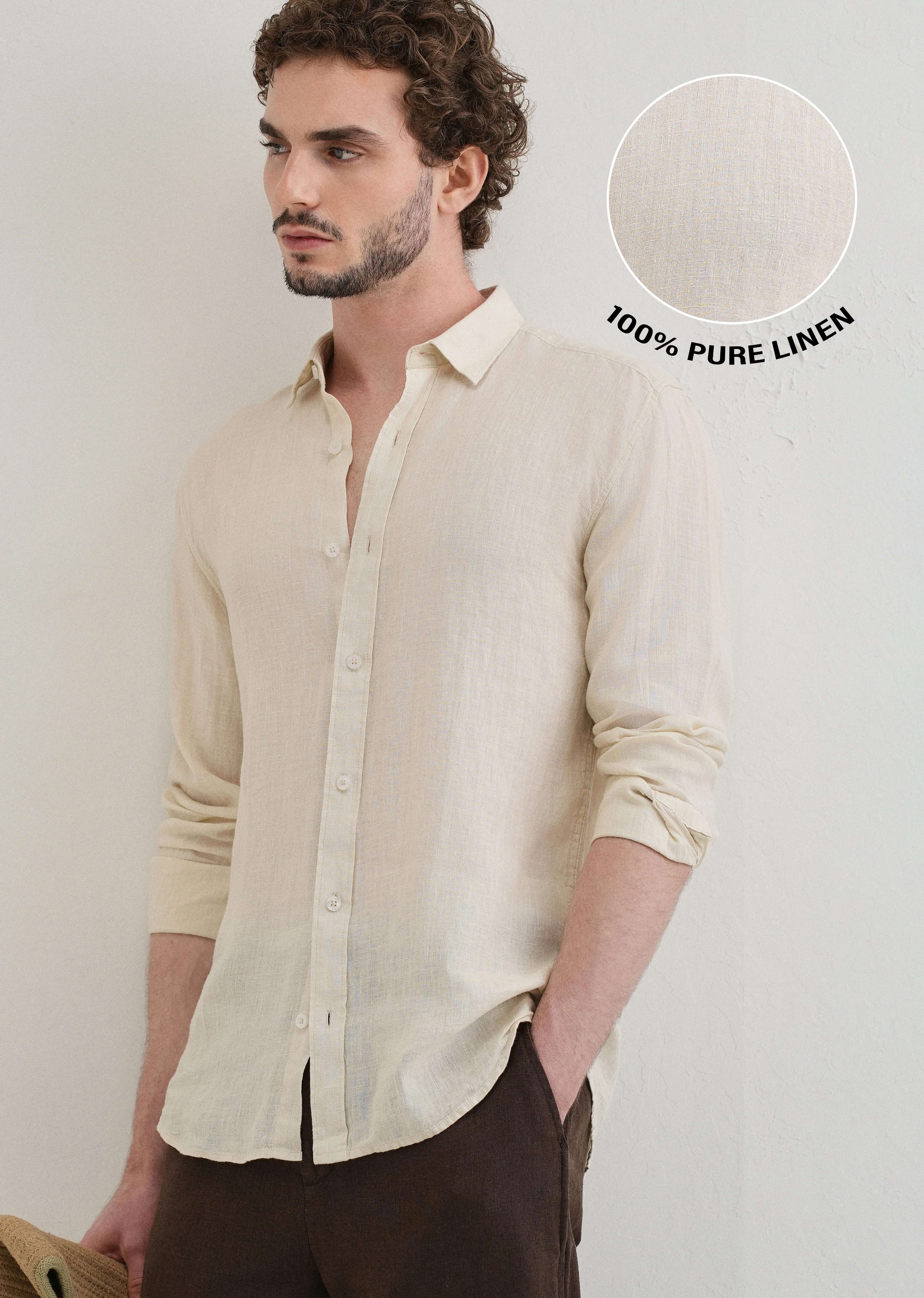 100% Pure Classic Cream Linen Shirt - Image 7