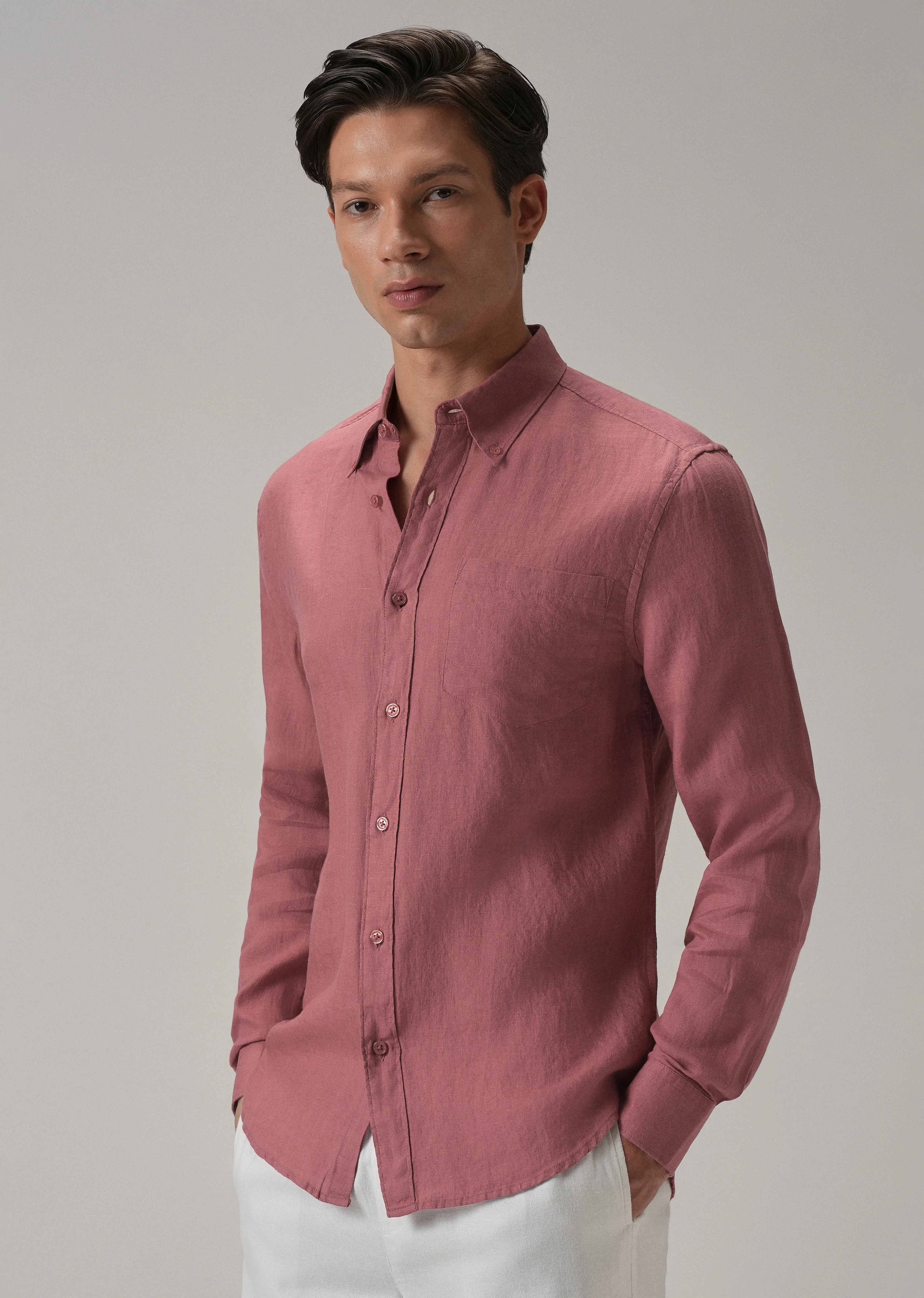 100% Pure Crimson Linen Shirt - Image 4