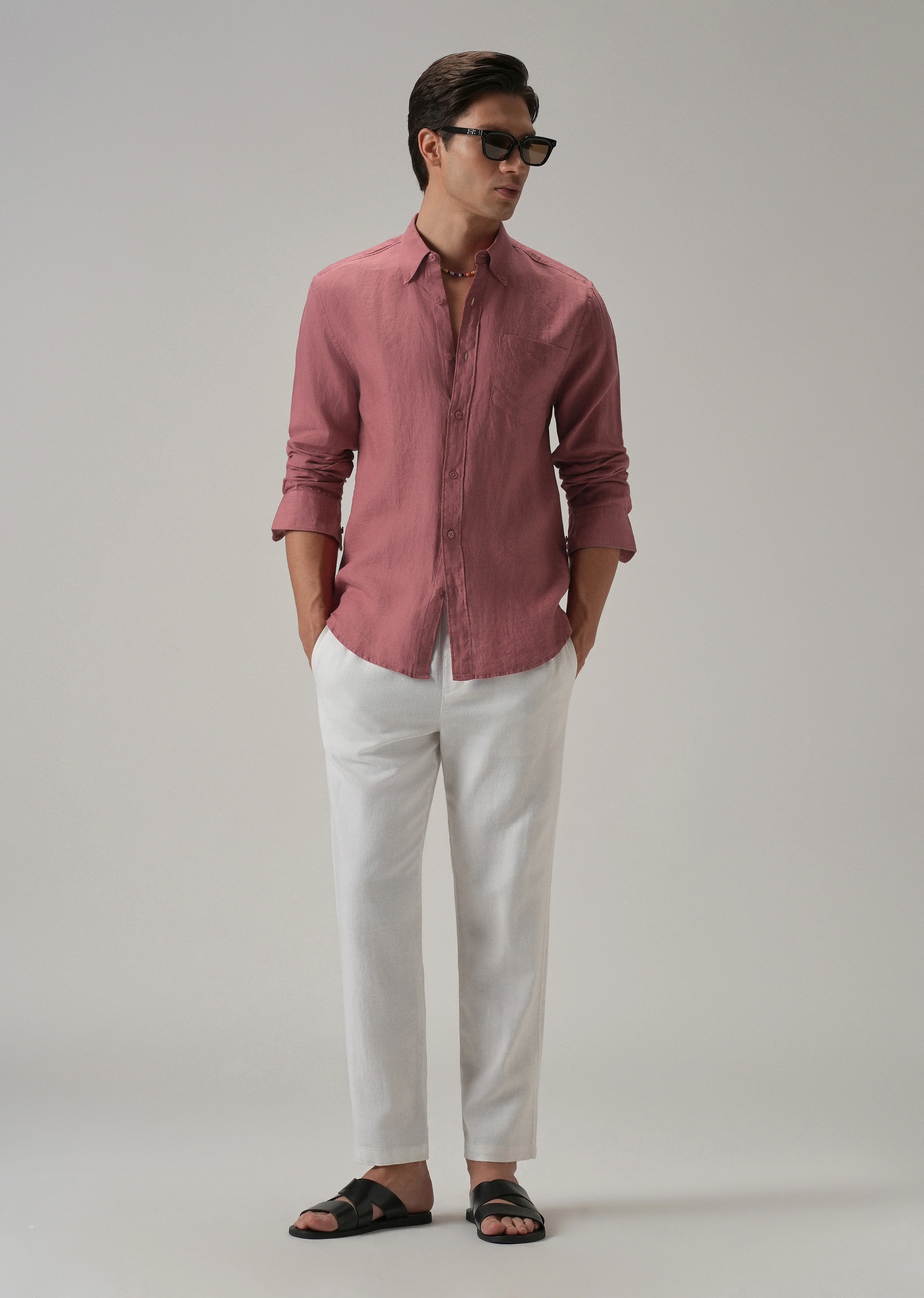 100% Pure Crimson Linen Shirt - Image 6