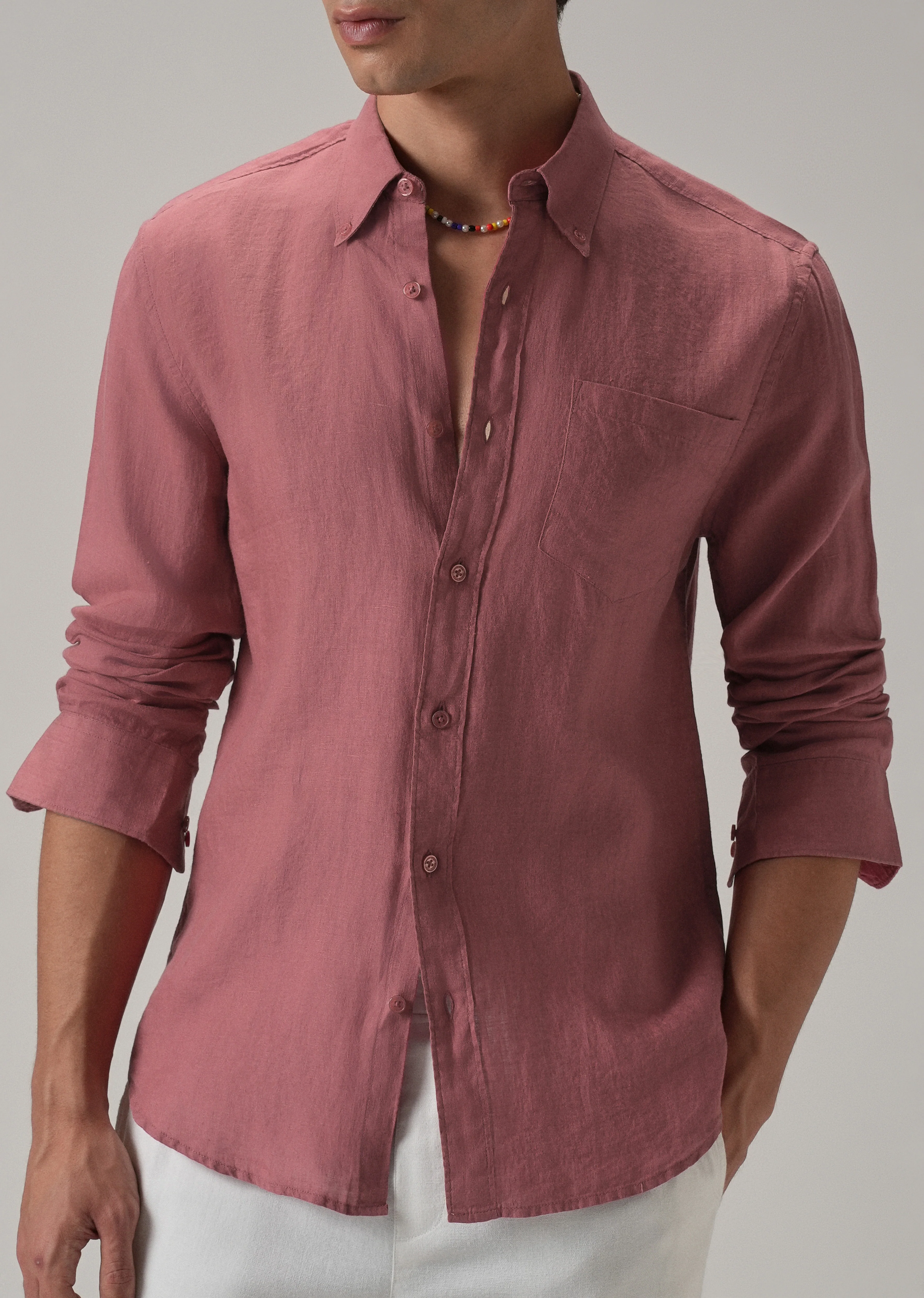 100% Pure Crimson Linen Shirt - Image 7