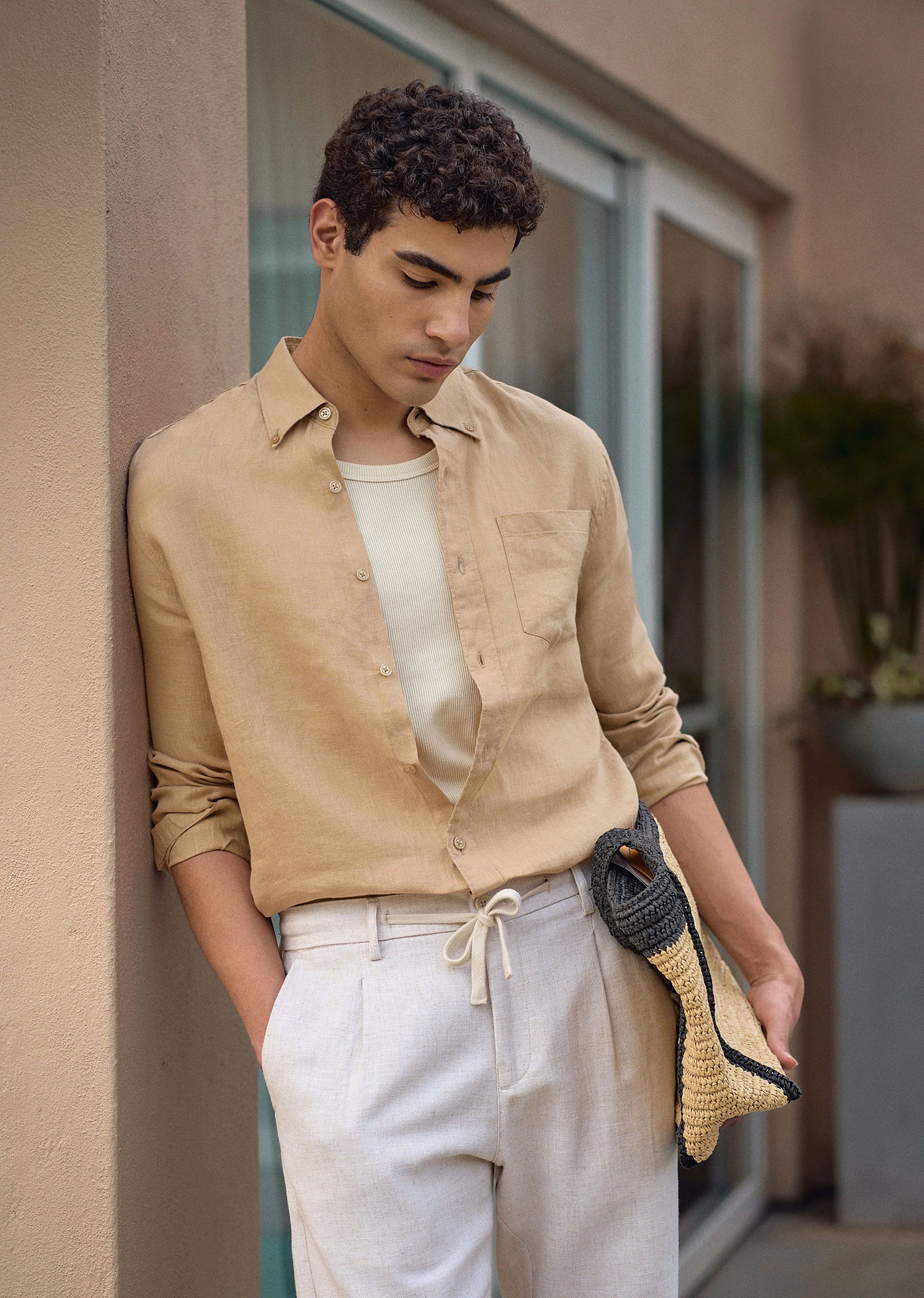 100% Pure Dark Beige Linen Shirt - Image 2