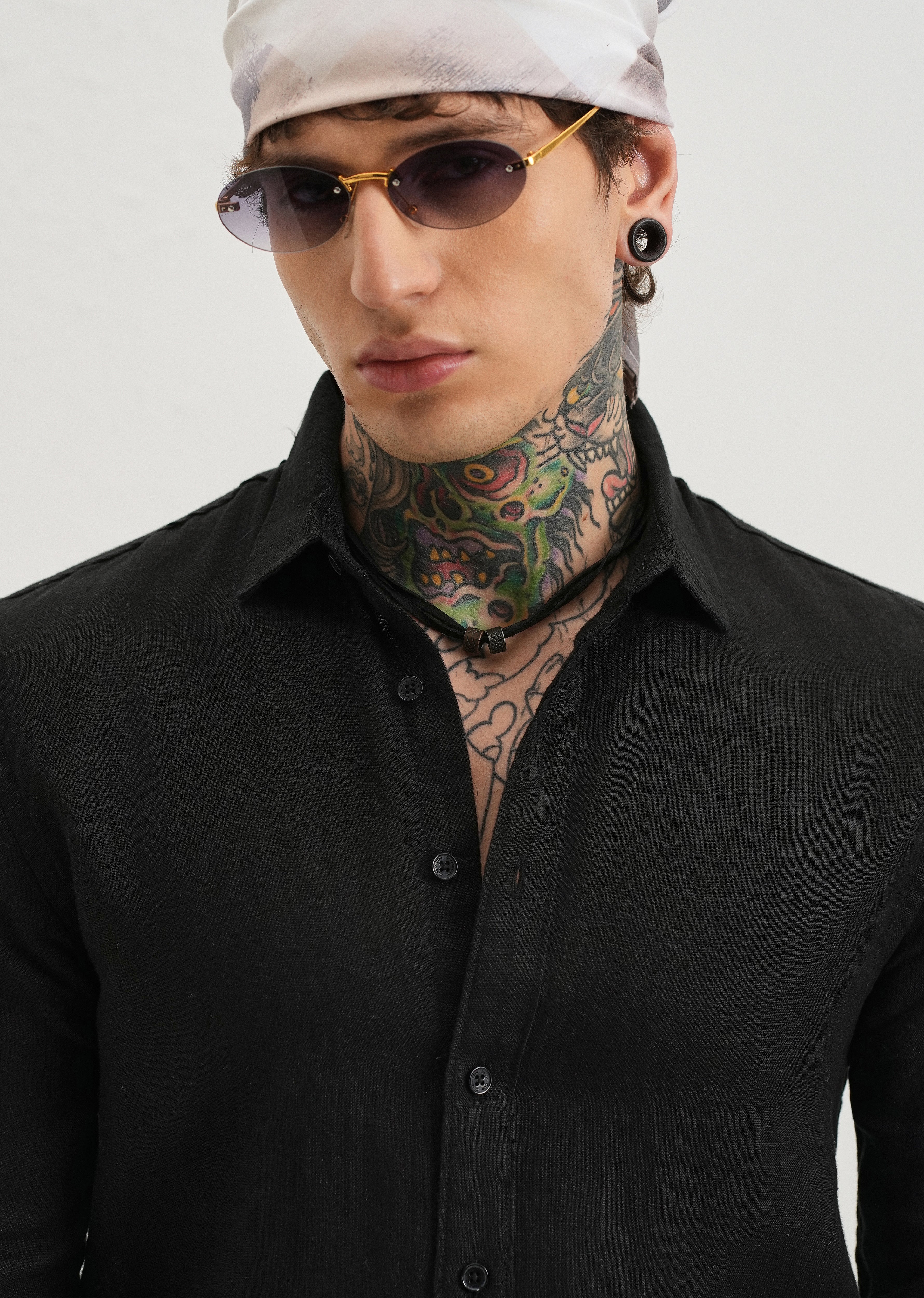100% Pure Heather Black Linen Shirt - Image 5