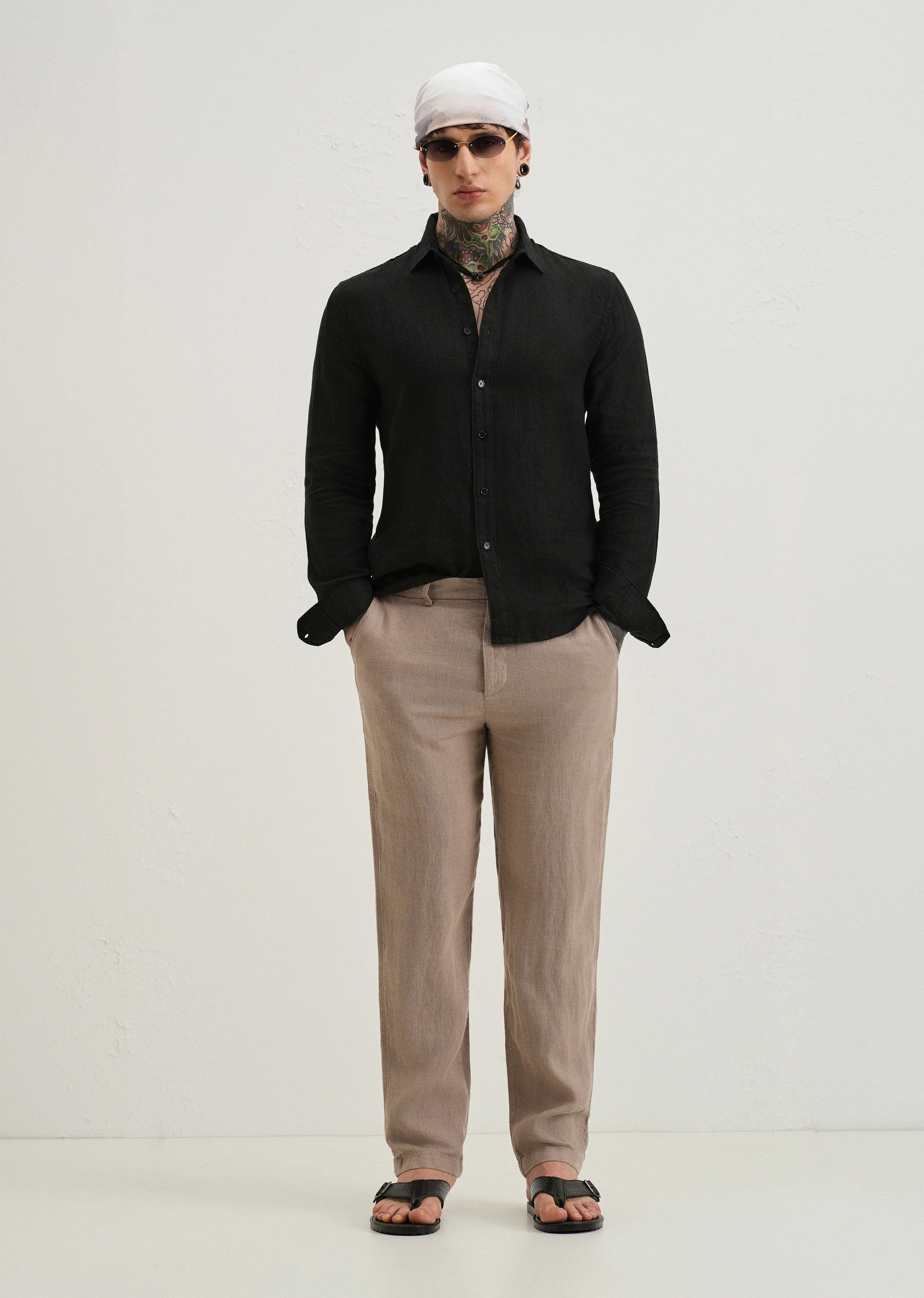 100% Pure Heather Black Linen Shirt - Image 6