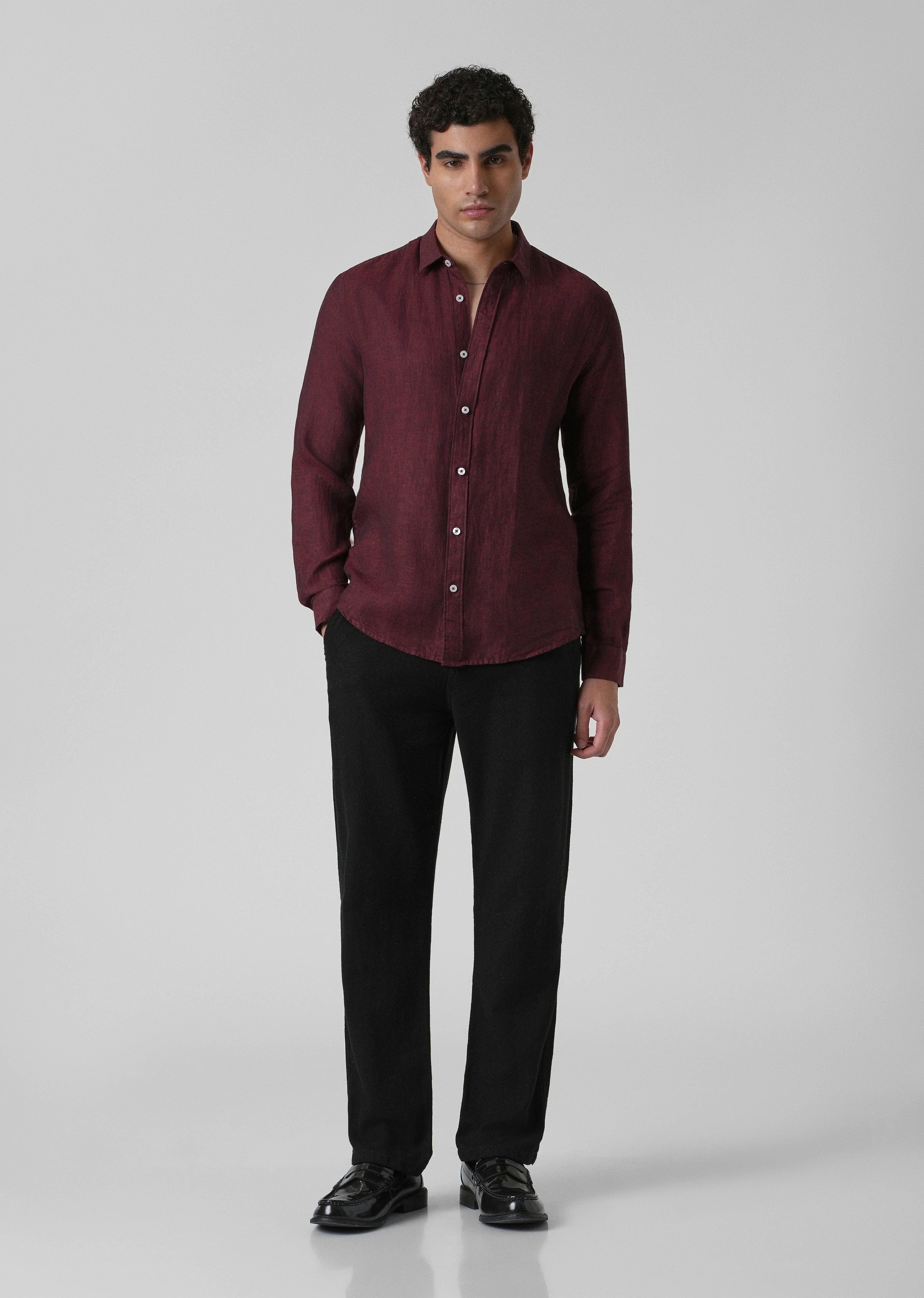 100% Pure Irish Burnt Maroon Linen Shirt - Image 6