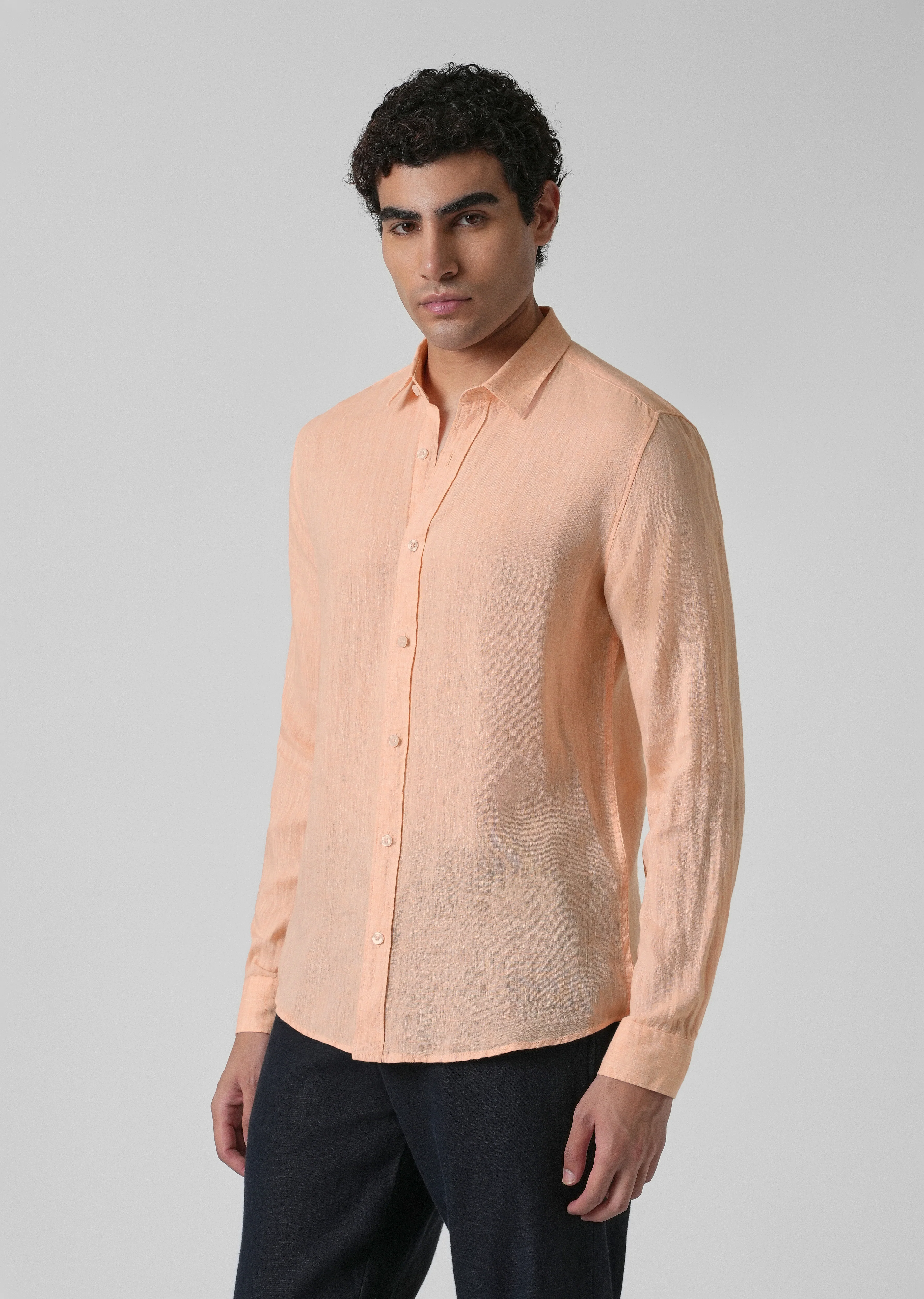 100% Pure Irish Dusky Orange Linen Shirt - Image 4