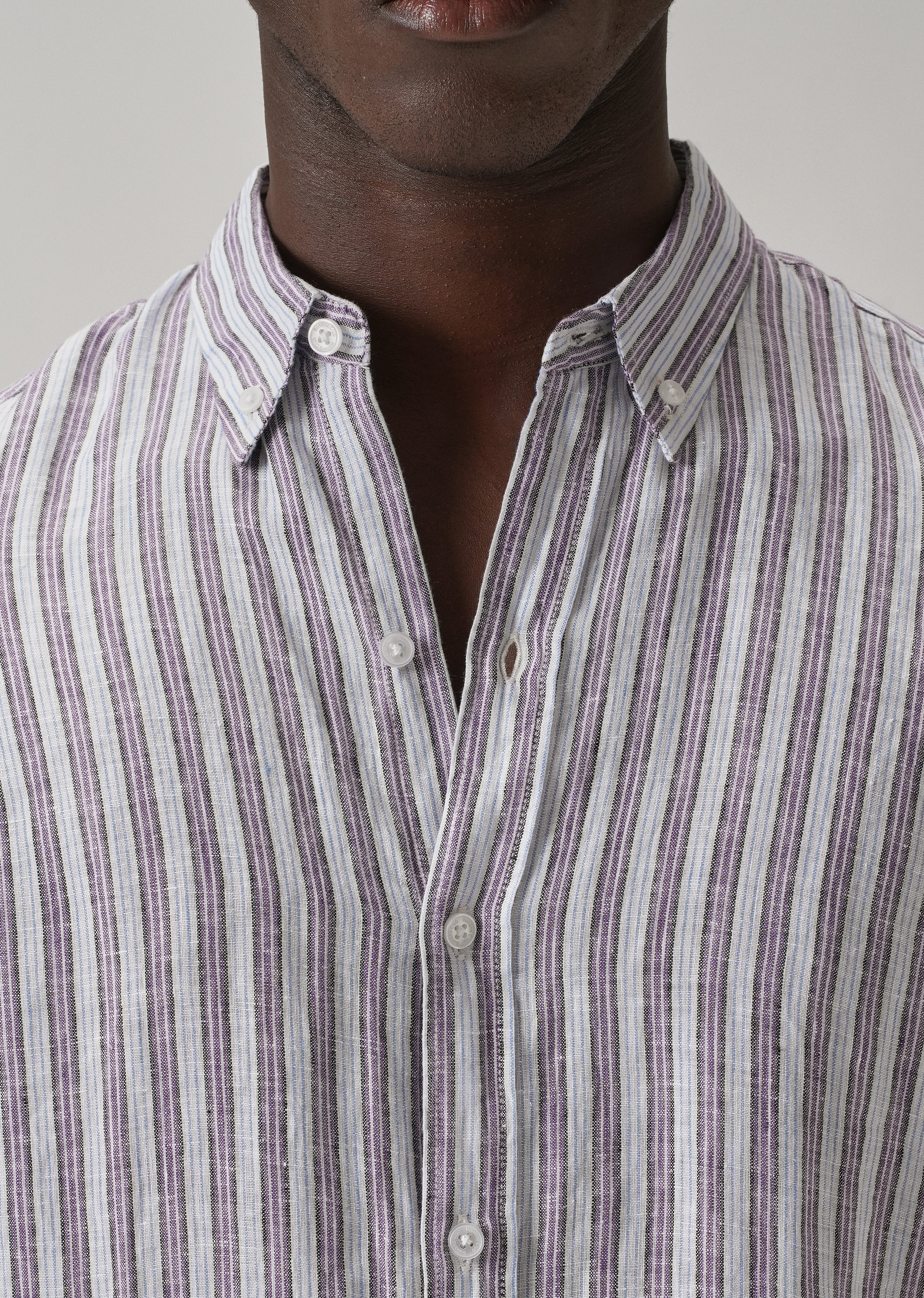 100% Pure Irish Lavender Stripe Linen Shirt - Image 5