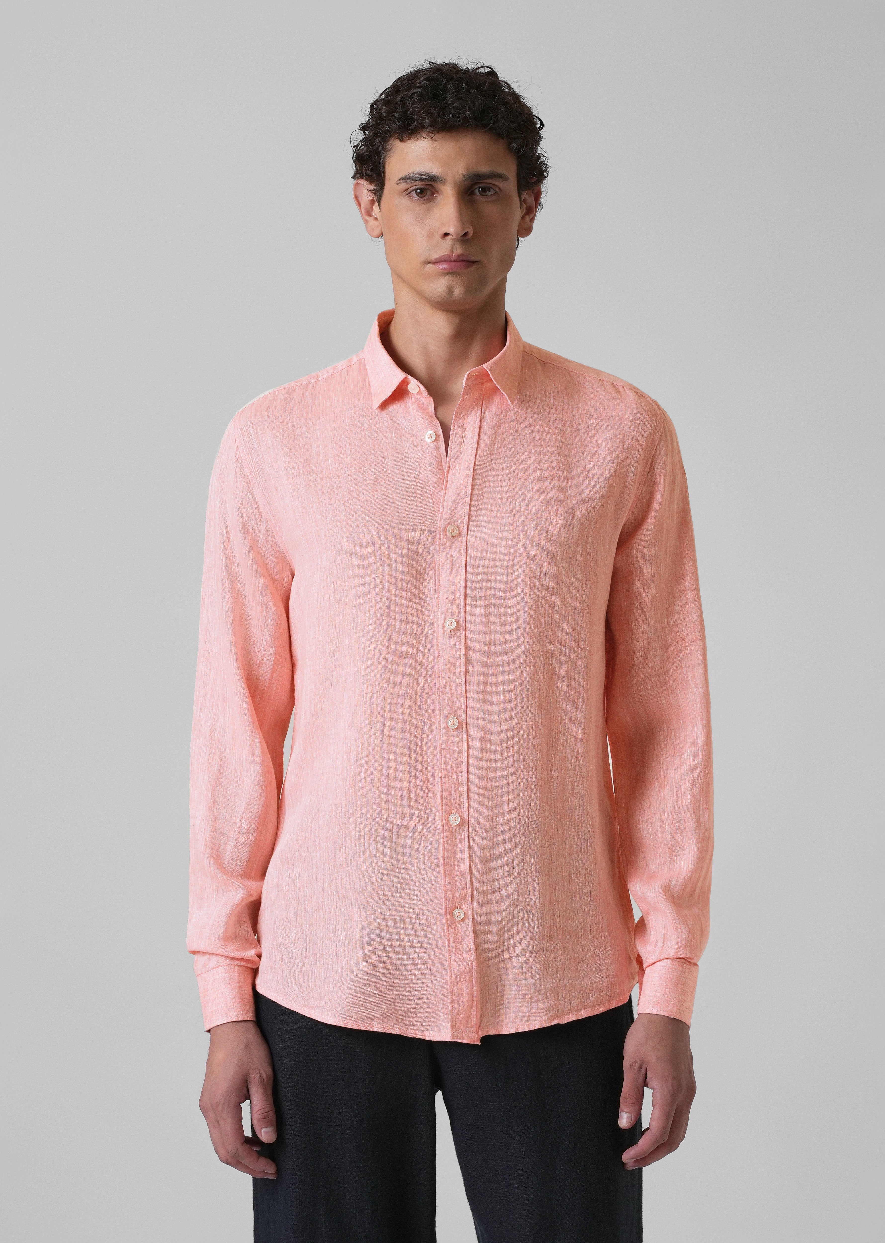 100% Pure Irish Light Peach Linen Shirt - Image 3