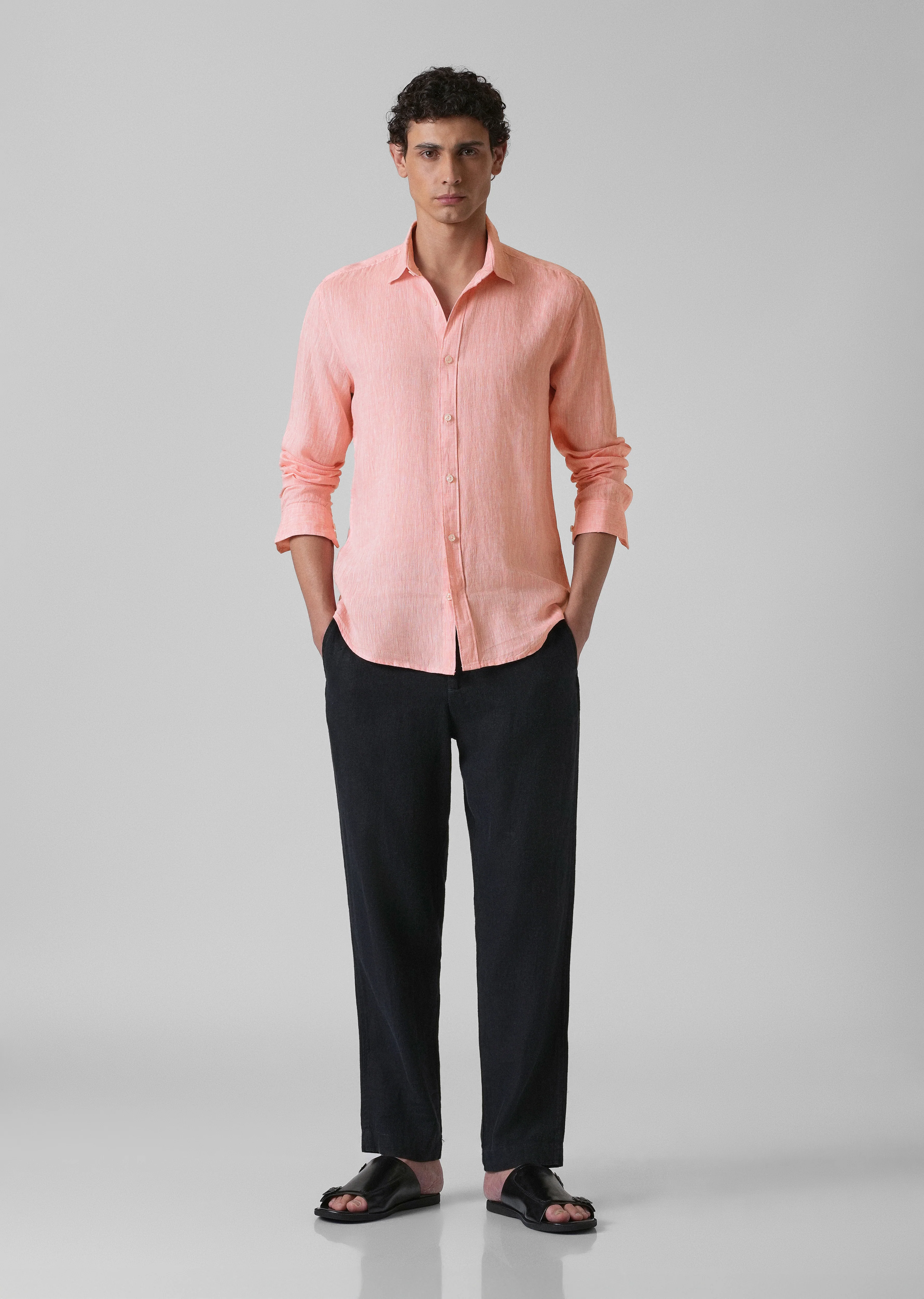 100% Pure Irish Light Peach Linen Shirt - Image 6