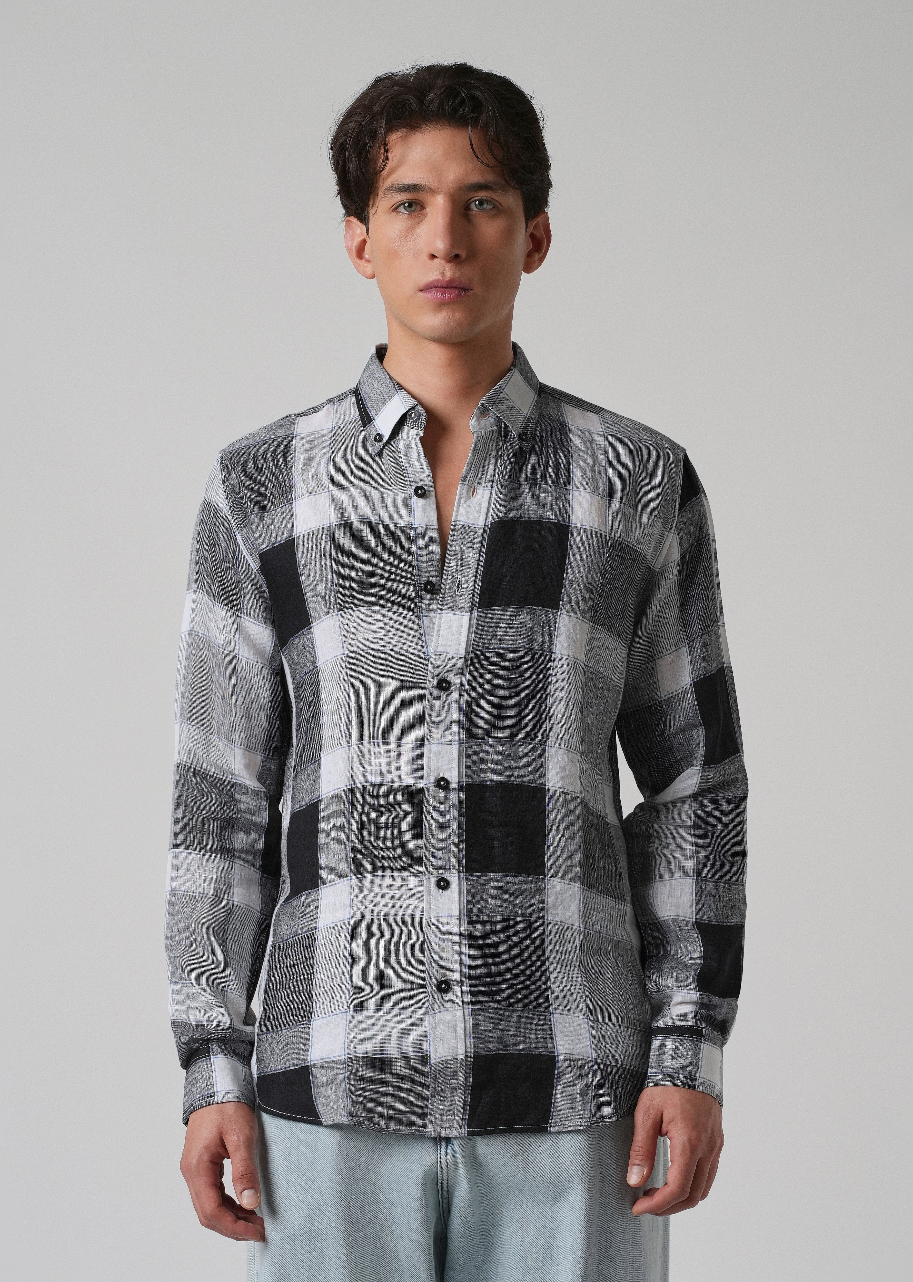 100% Pure Irish Linen Checks Shirt - Image 3