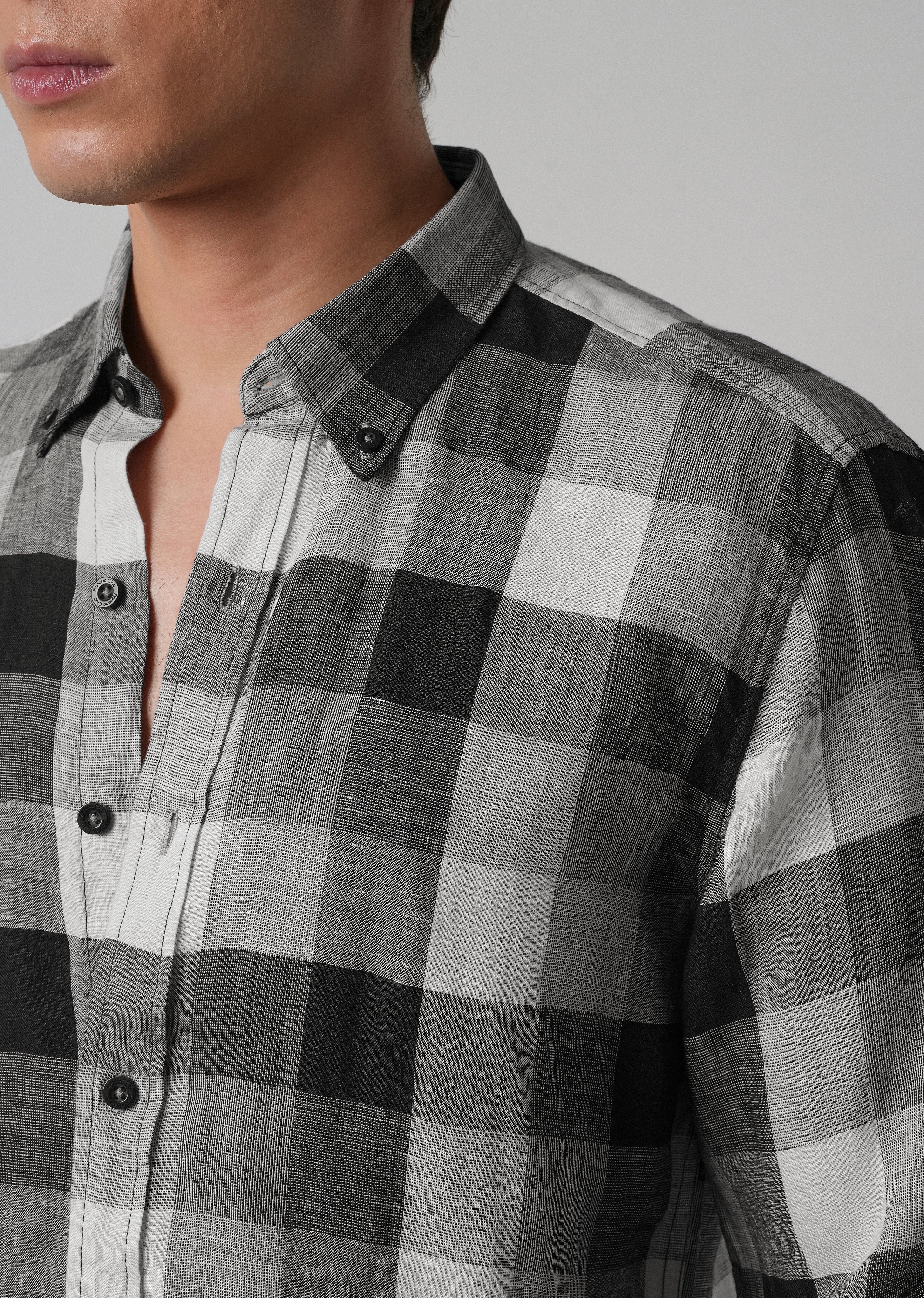 100% Pure Irish Linen Quadric Checks Shirt - Image 5