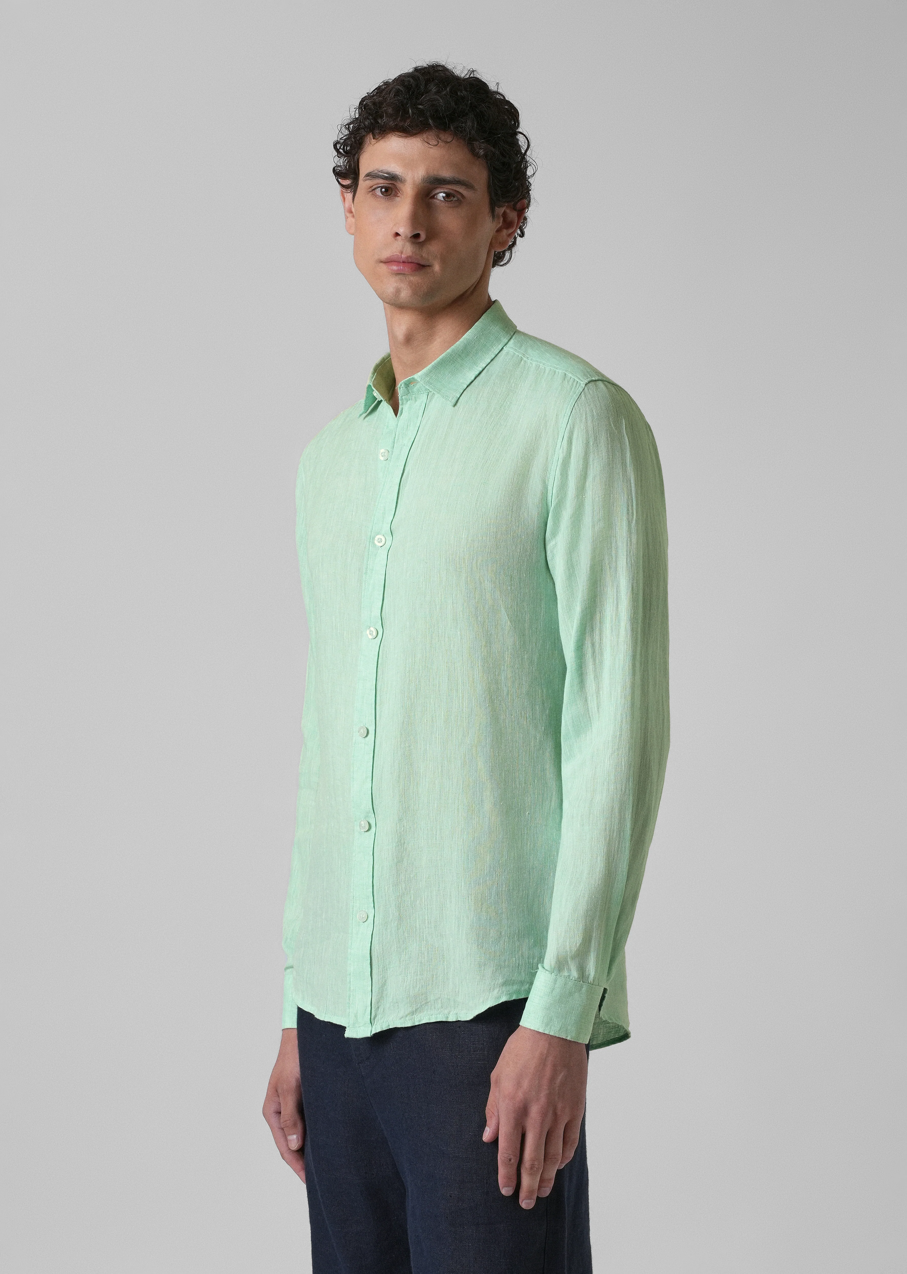 100% Pure Irish Mint Green Linen Shirt - Image 4