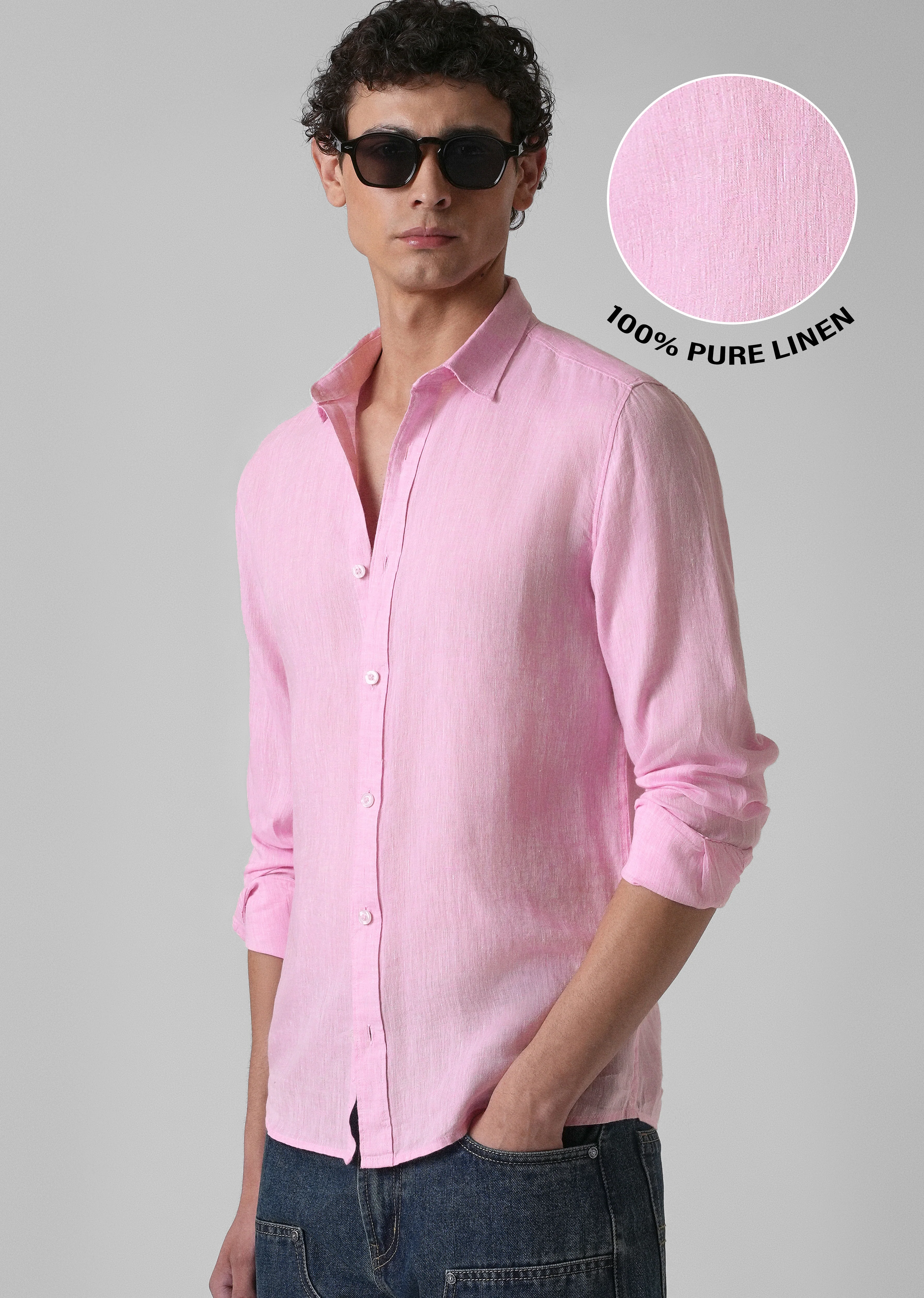 100% Pure Irish Pale Pink Linen Shirt - Image 7