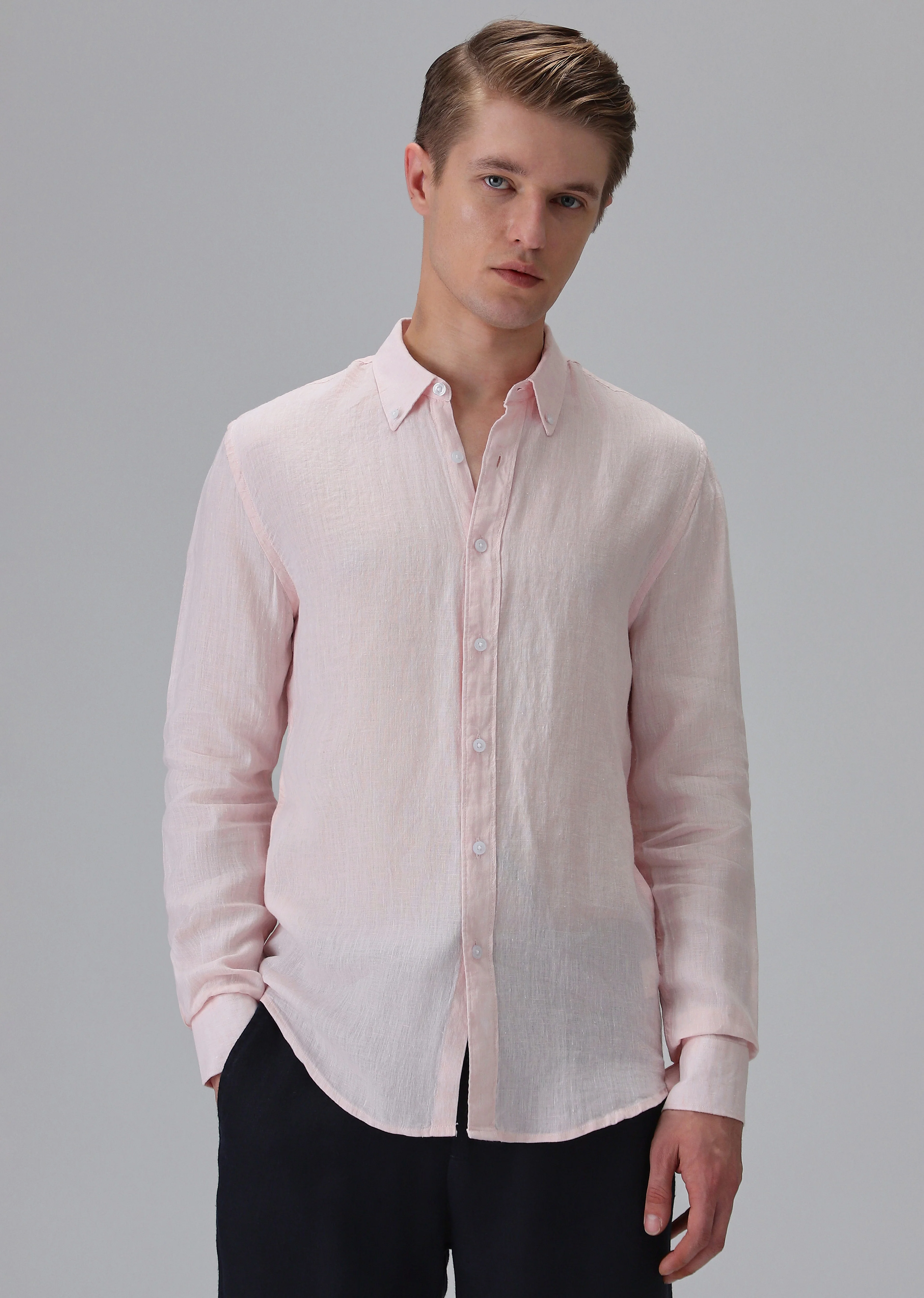 100% Pure Irish Pastel Pink Linen Shirt - Image 3