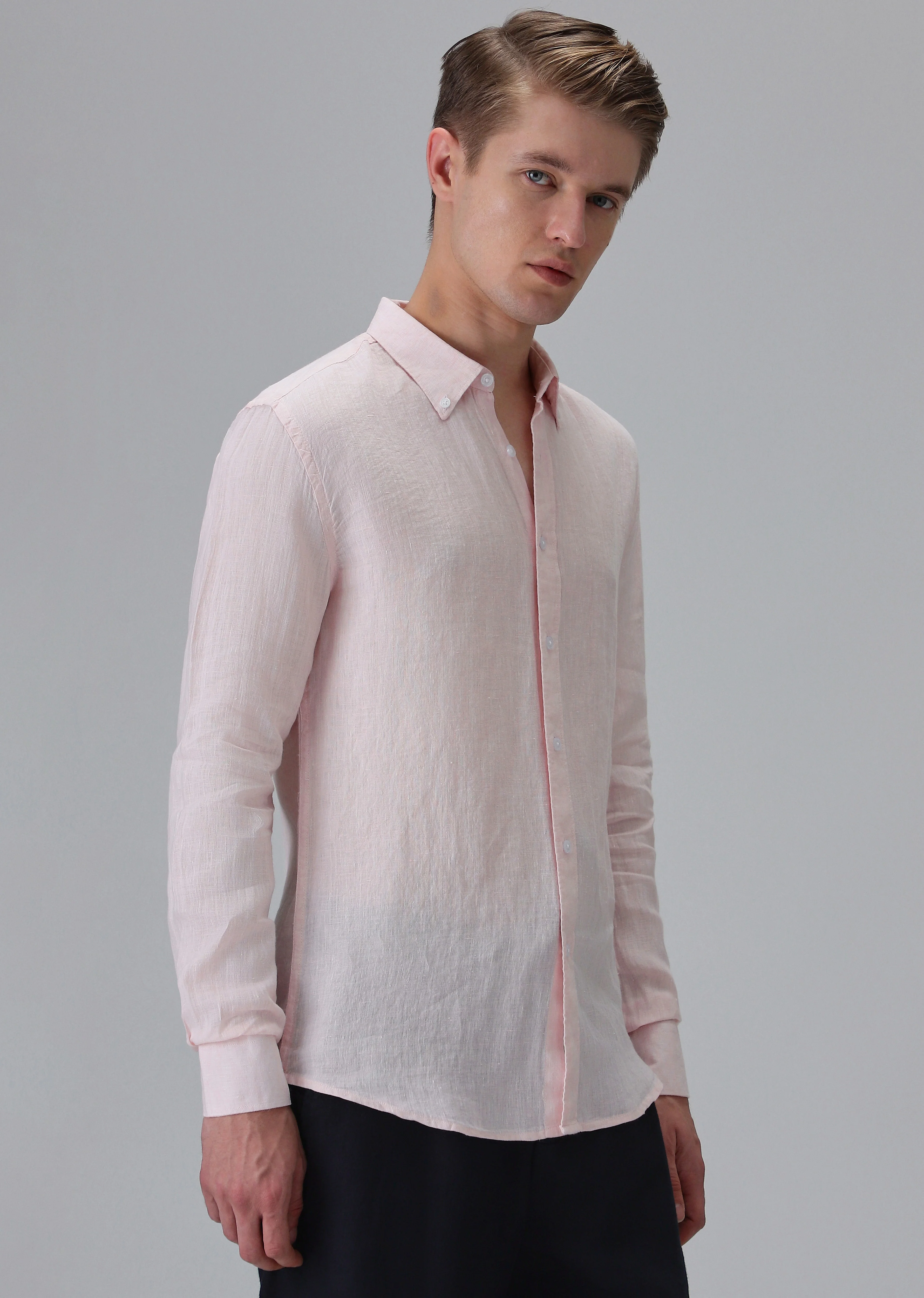 100% Pure Irish Pastel Pink Linen Shirt - Image 4