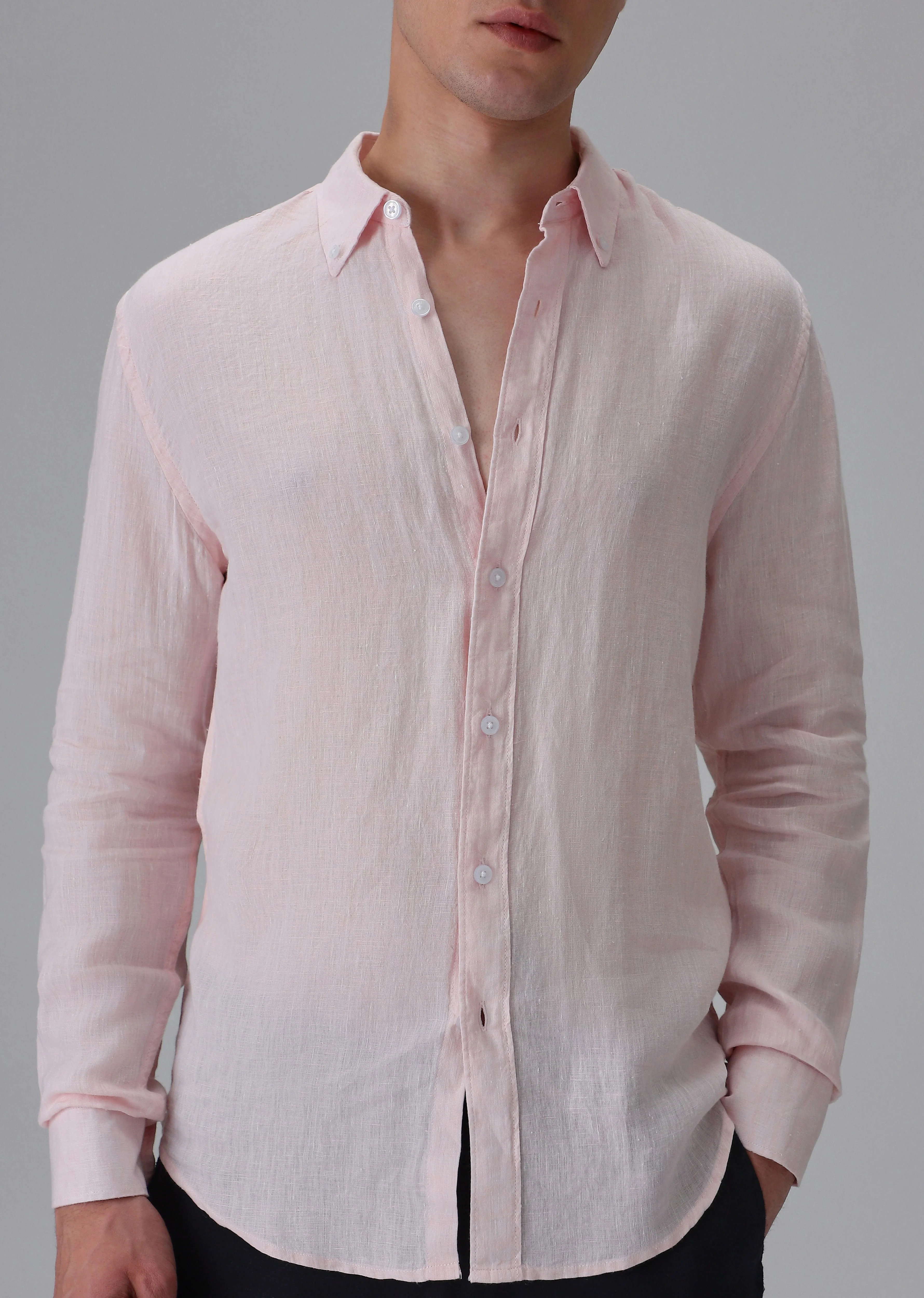 100% Pure Irish Pastel Pink Linen Shirt - Image 7