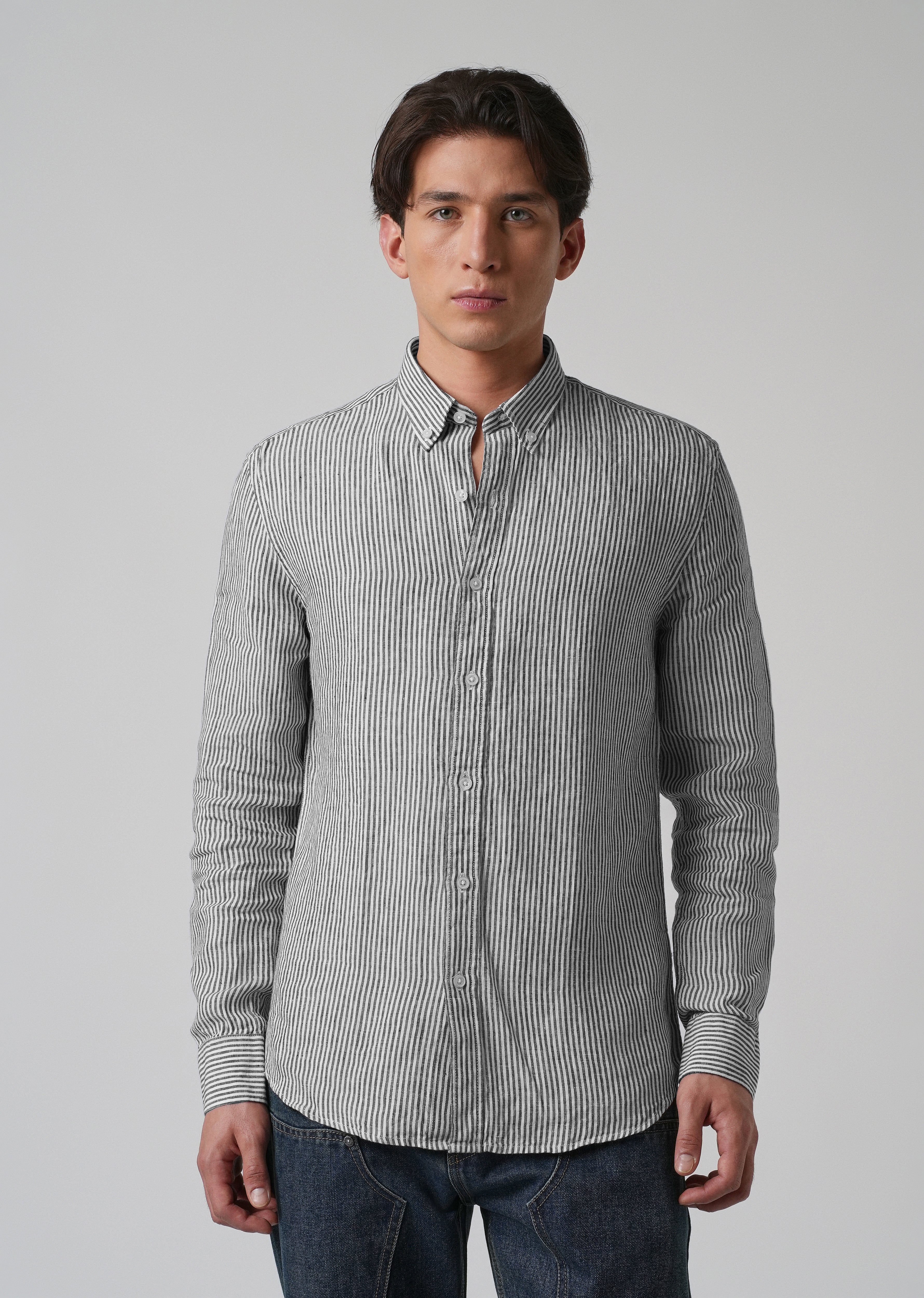100% Pure Irish Pin Stripe Linen Shirt - Image 3
