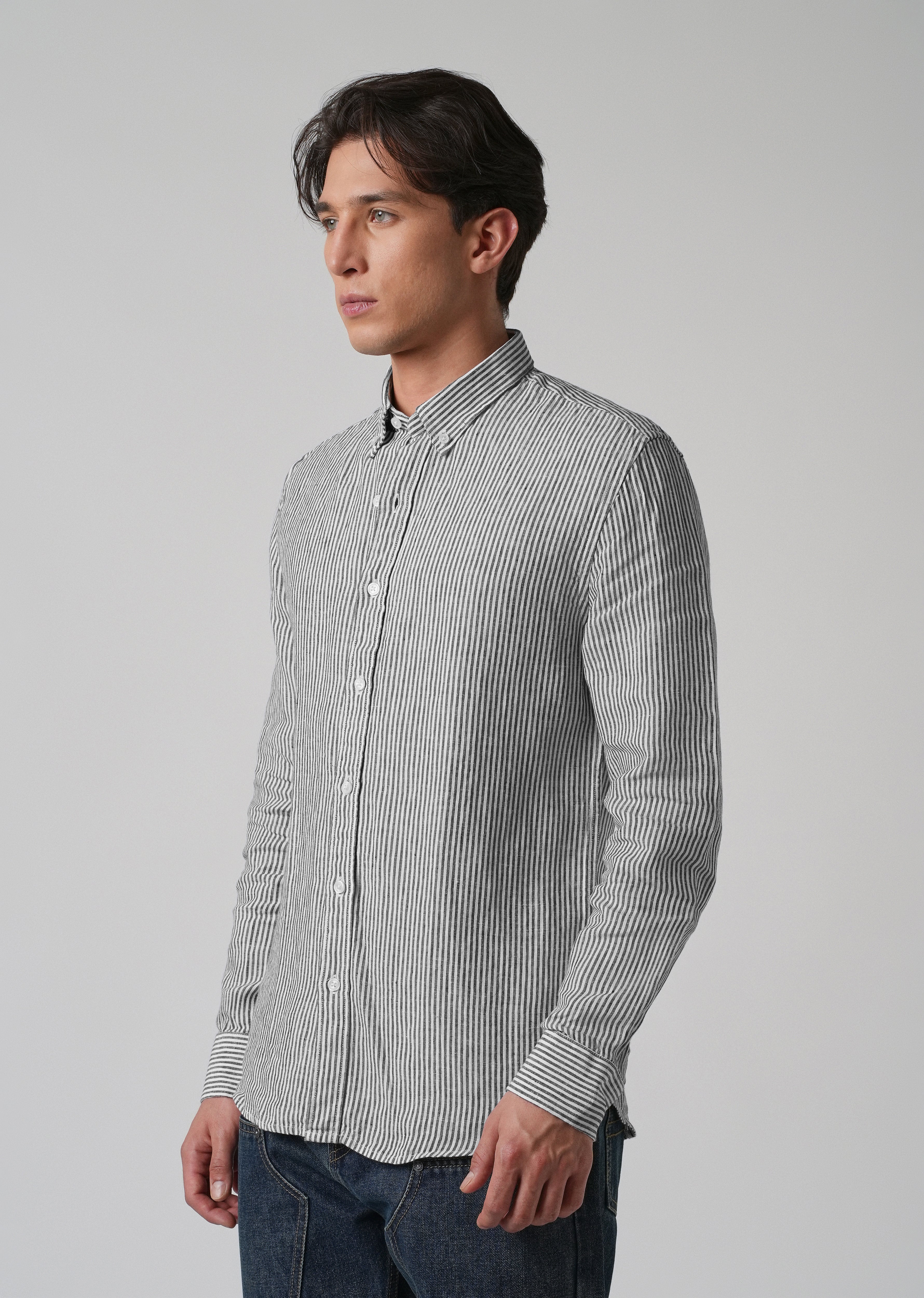 100% Pure Irish Pin Stripe Linen Shirt - Image 4