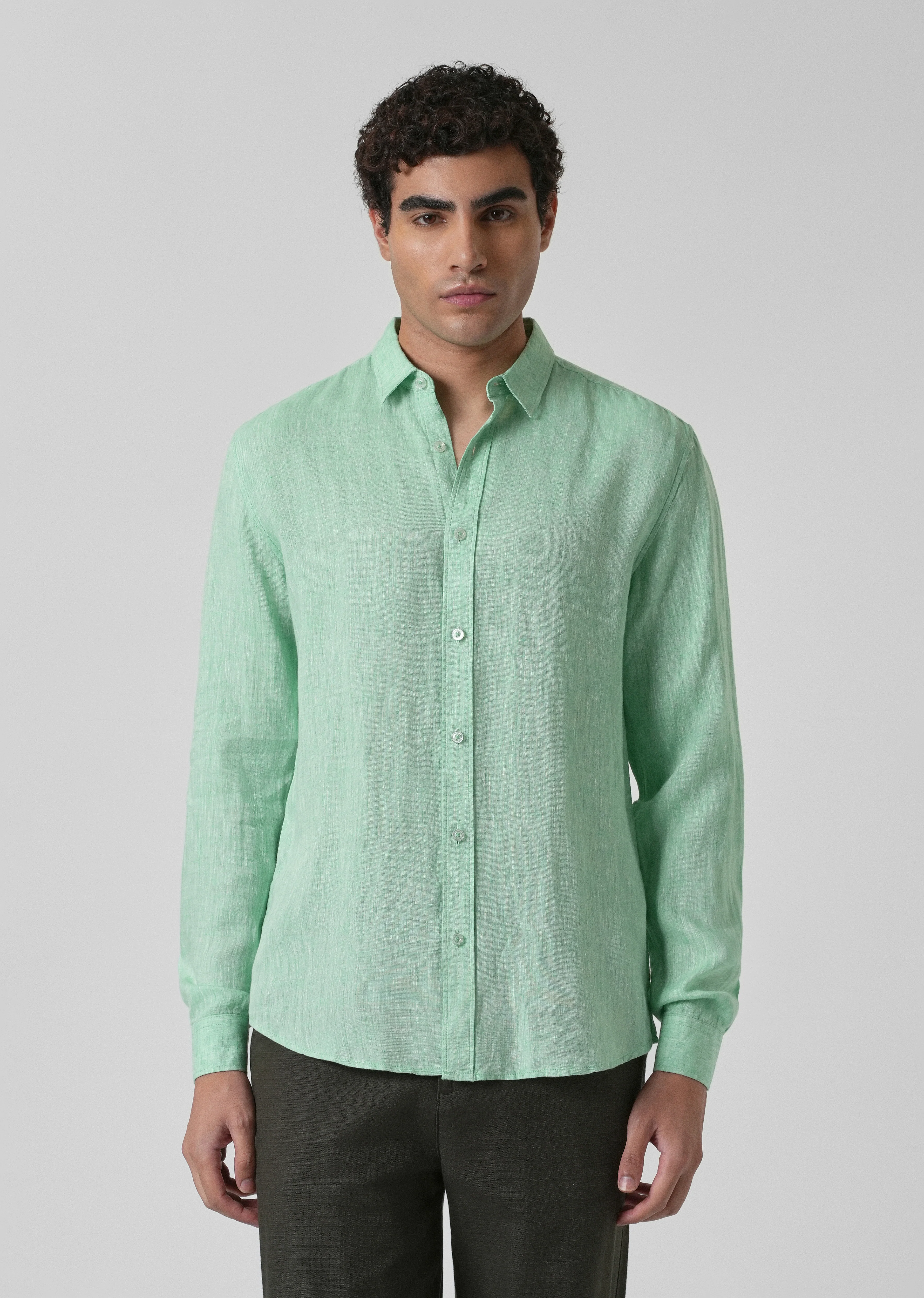 100% Pure Irish Smoke Green Linen Shirt - Image 3