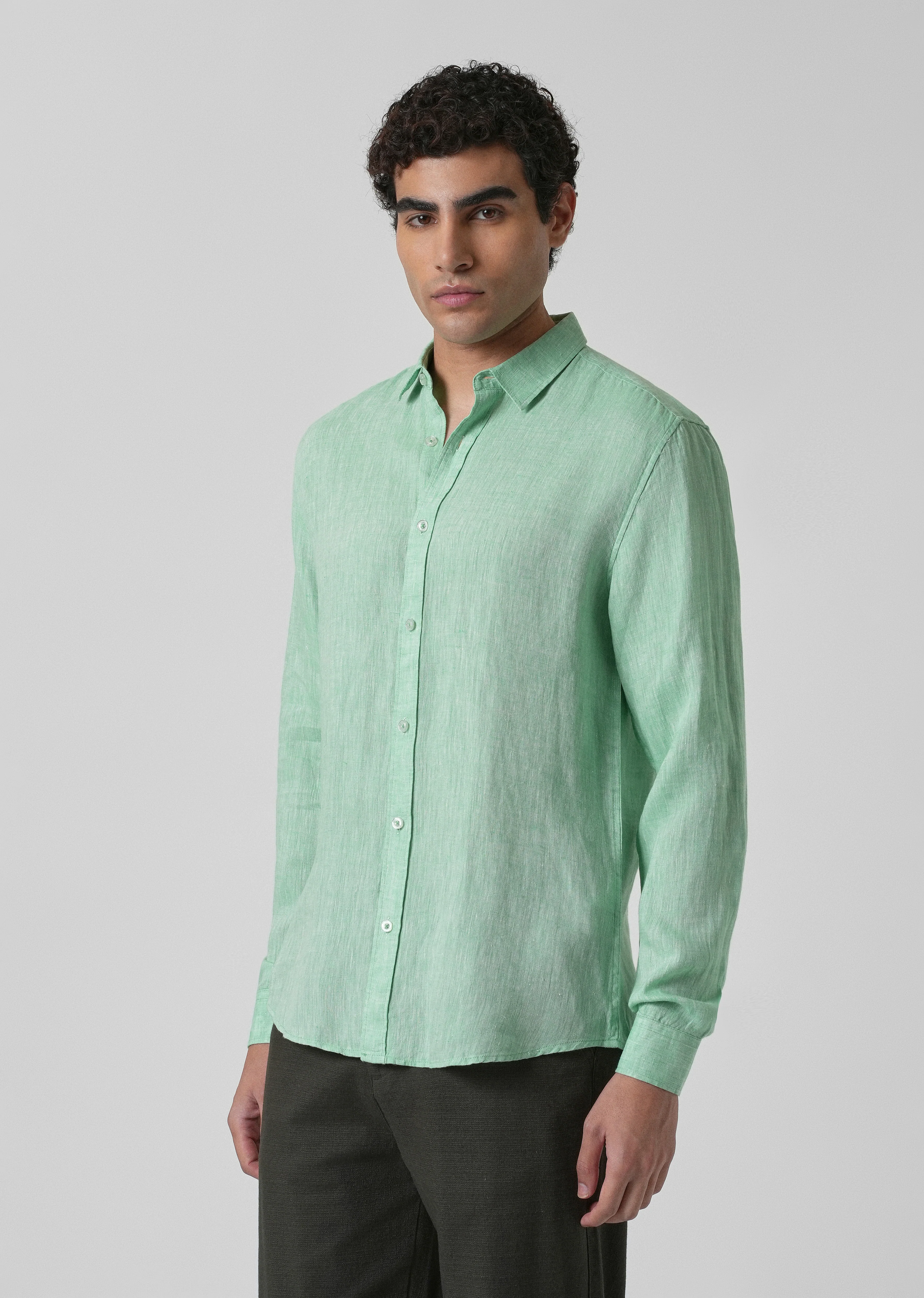100% Pure Irish Smoke Green Linen Shirt - Image 4