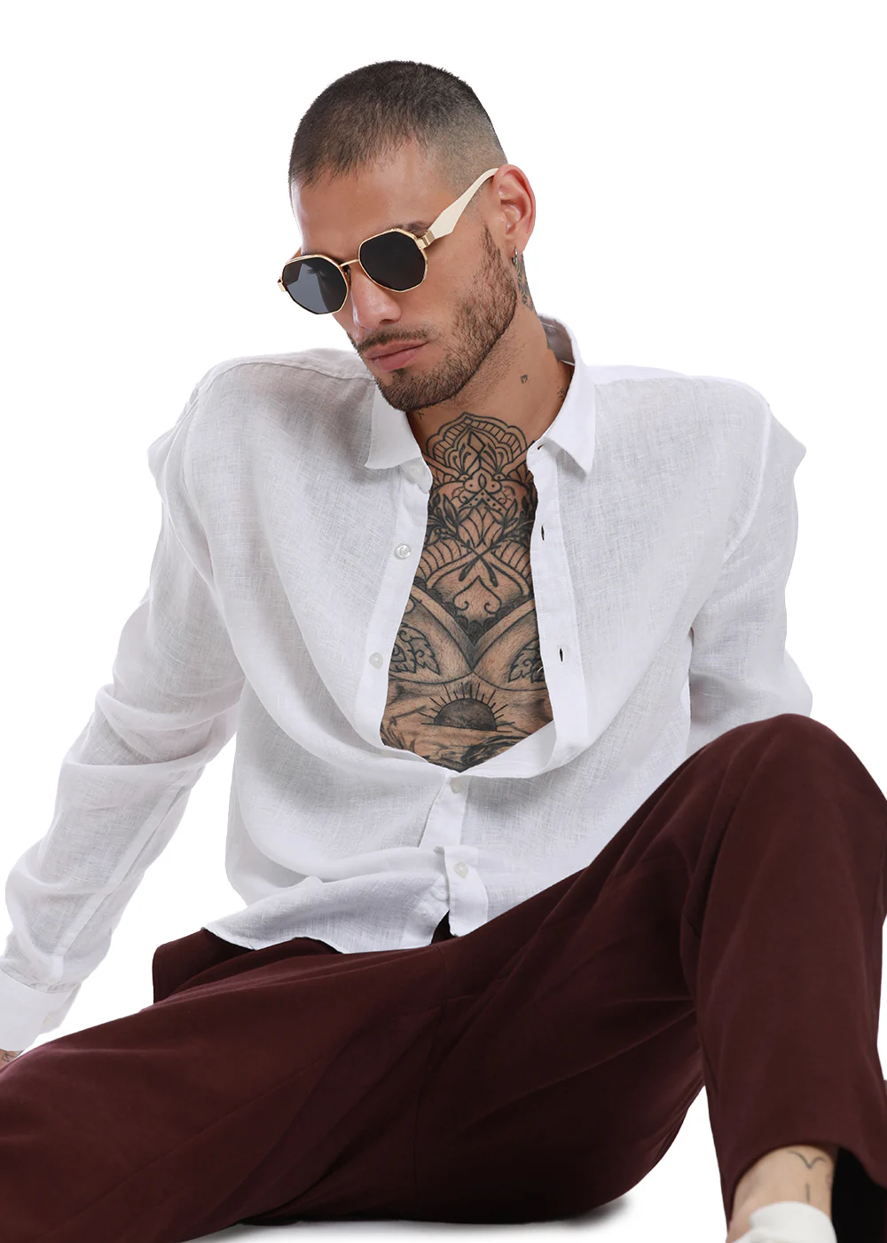 100% Pure Irish White Linen Shirt - Image 3