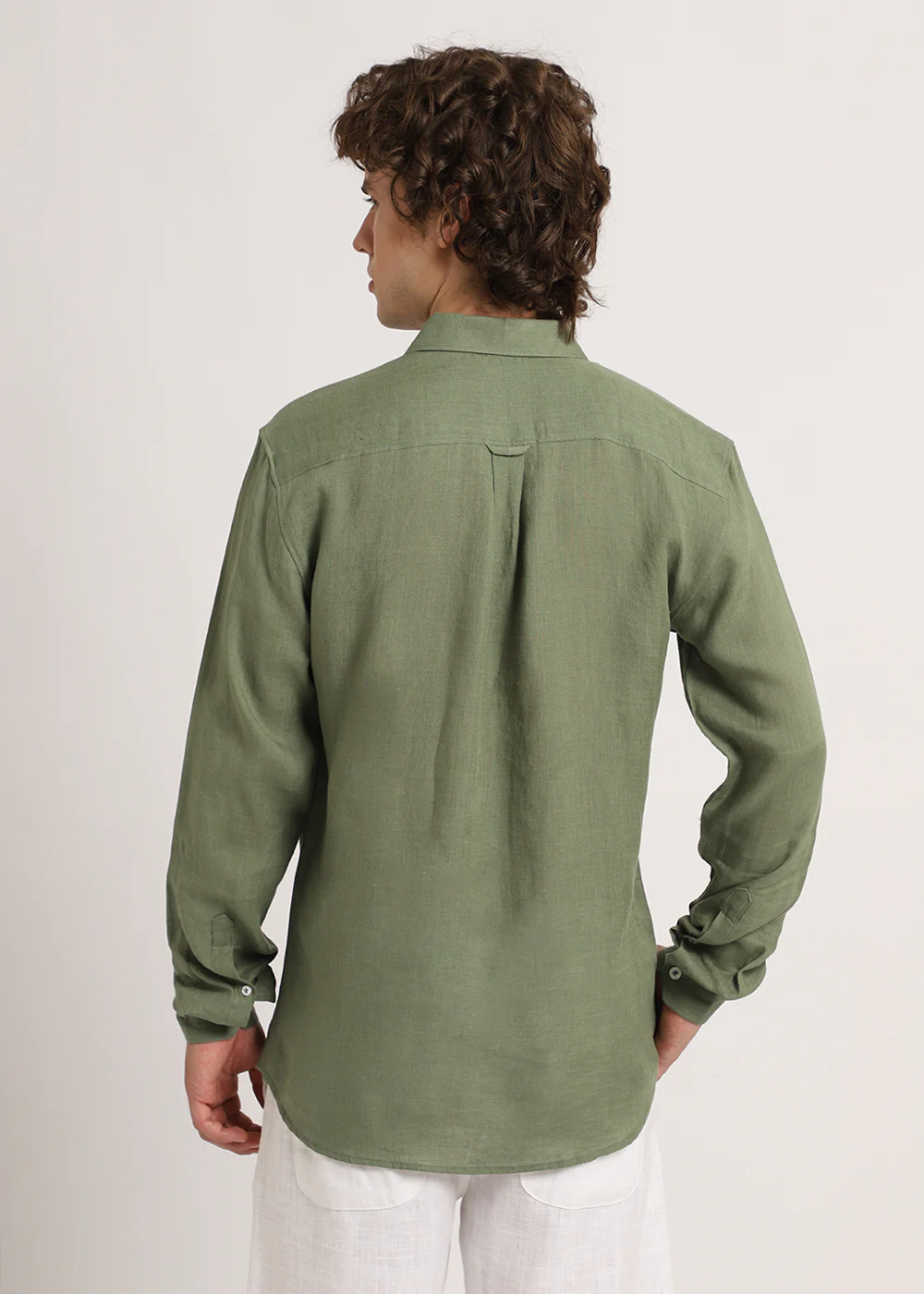 100% Pure Lichen Green Linen Shirt - Image 4