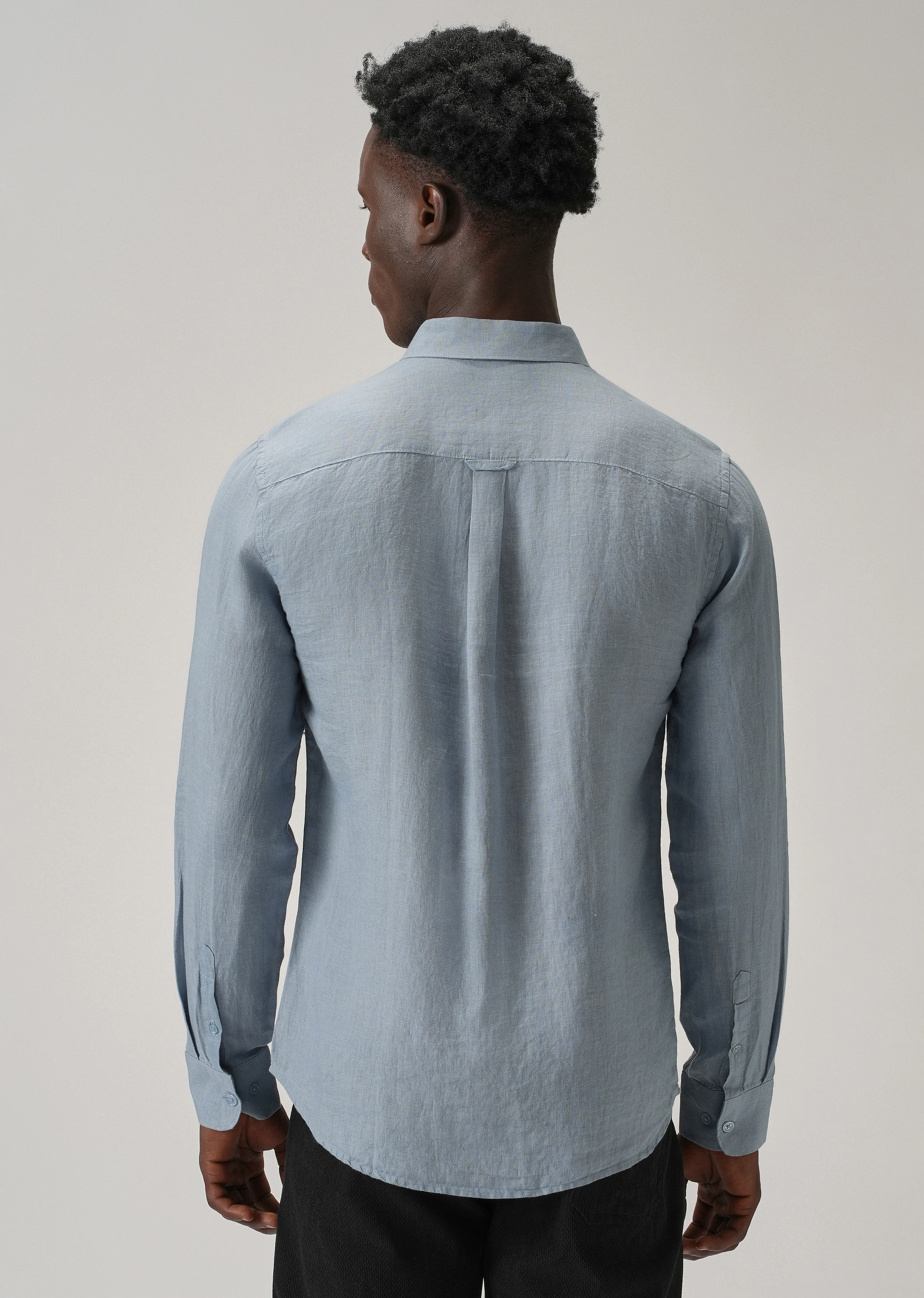 100% Pure Light Blue Linen Shirt - Image 2